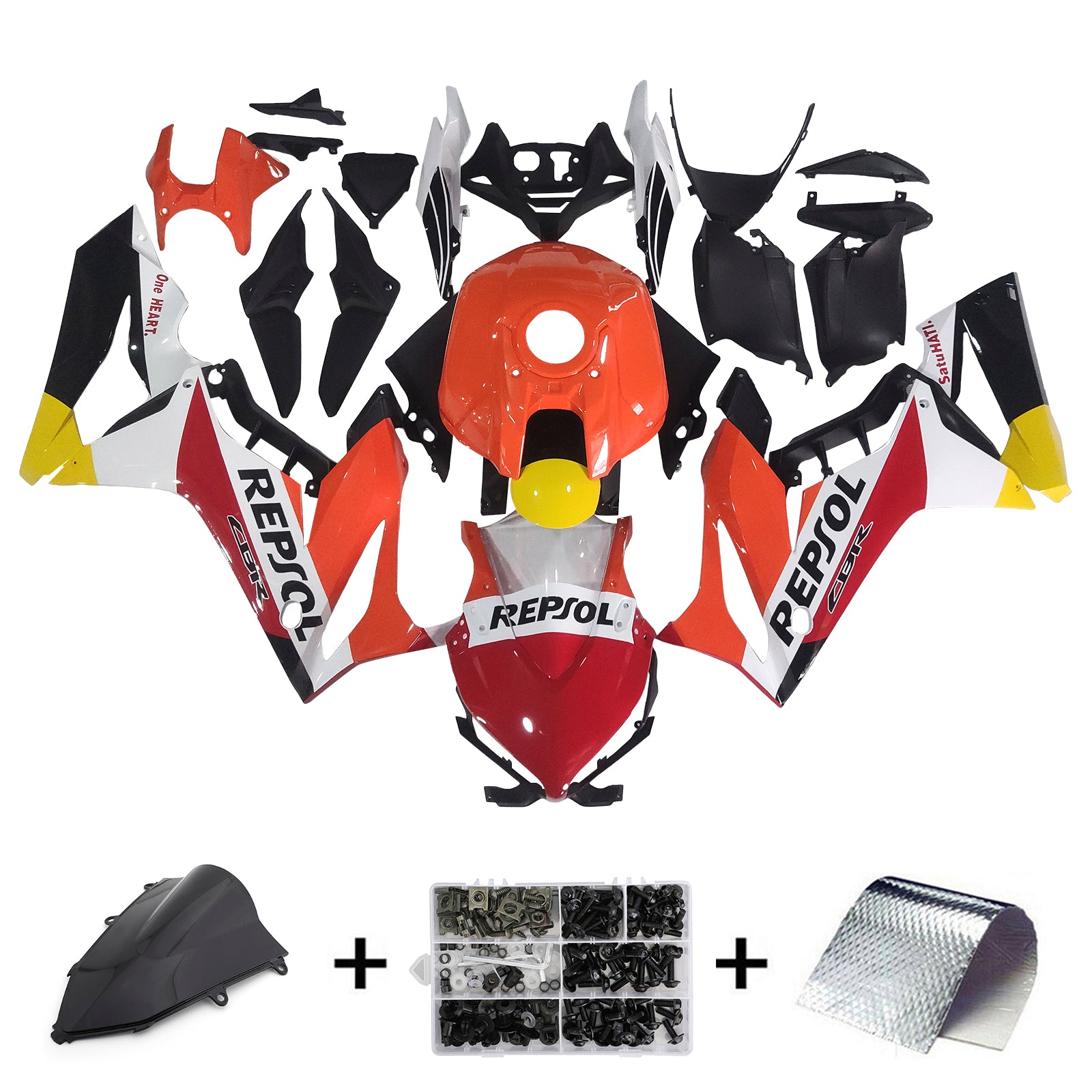 Amotopart 2021-2023 CBR650R Honda Red&Orange Fairing Kit