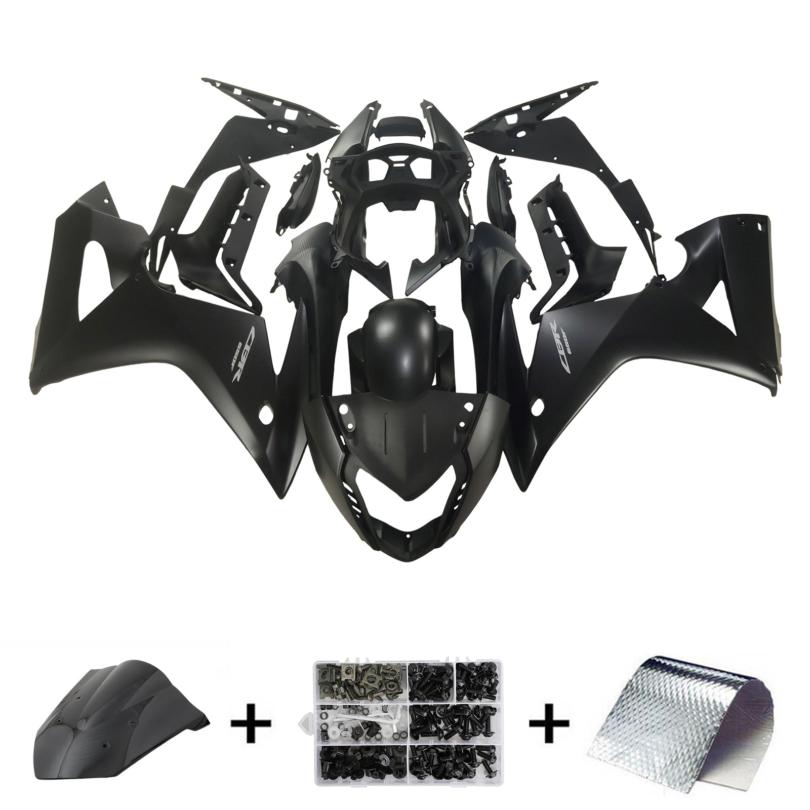 Amotopart Honda CBR650F 2014-2016 Matt Black Style2 Abzugskit