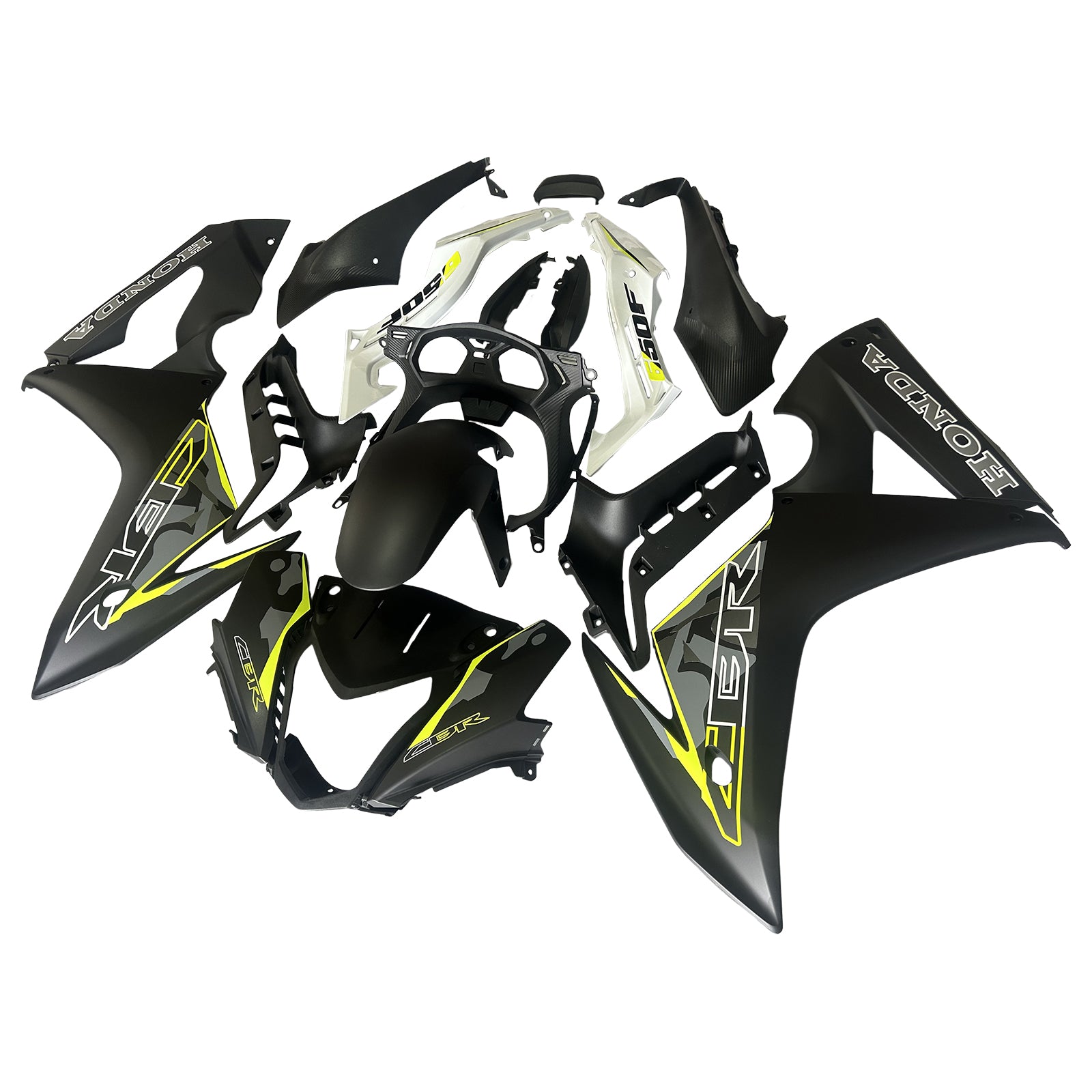 Amotopart Honda CBR650F 2014-2016 Matt Black Style3 Abzugskit