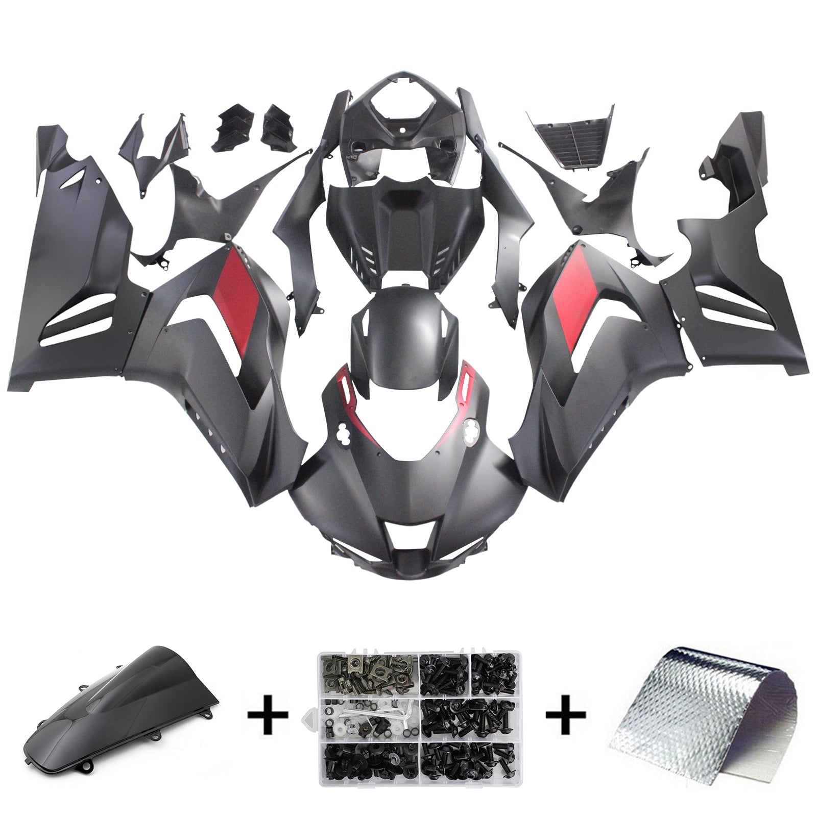 Amotopart Honda CBR1000RR-R 2020-2023 MATTE BLACK & RODE LOGO BOOKKIT