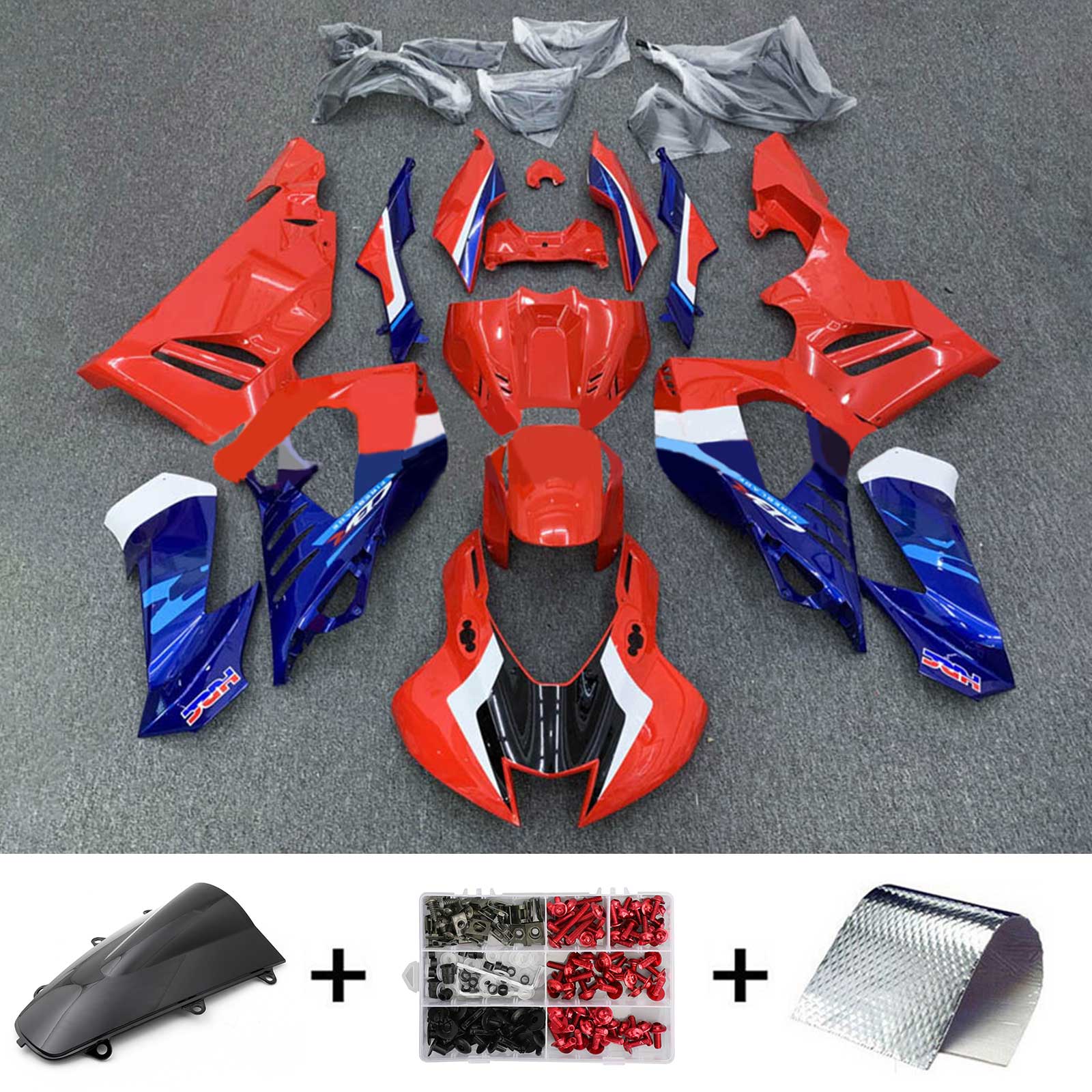 Amotopart 2020-2023 CBR1000RR-R Honda Rouge&Kit de carénage bleu