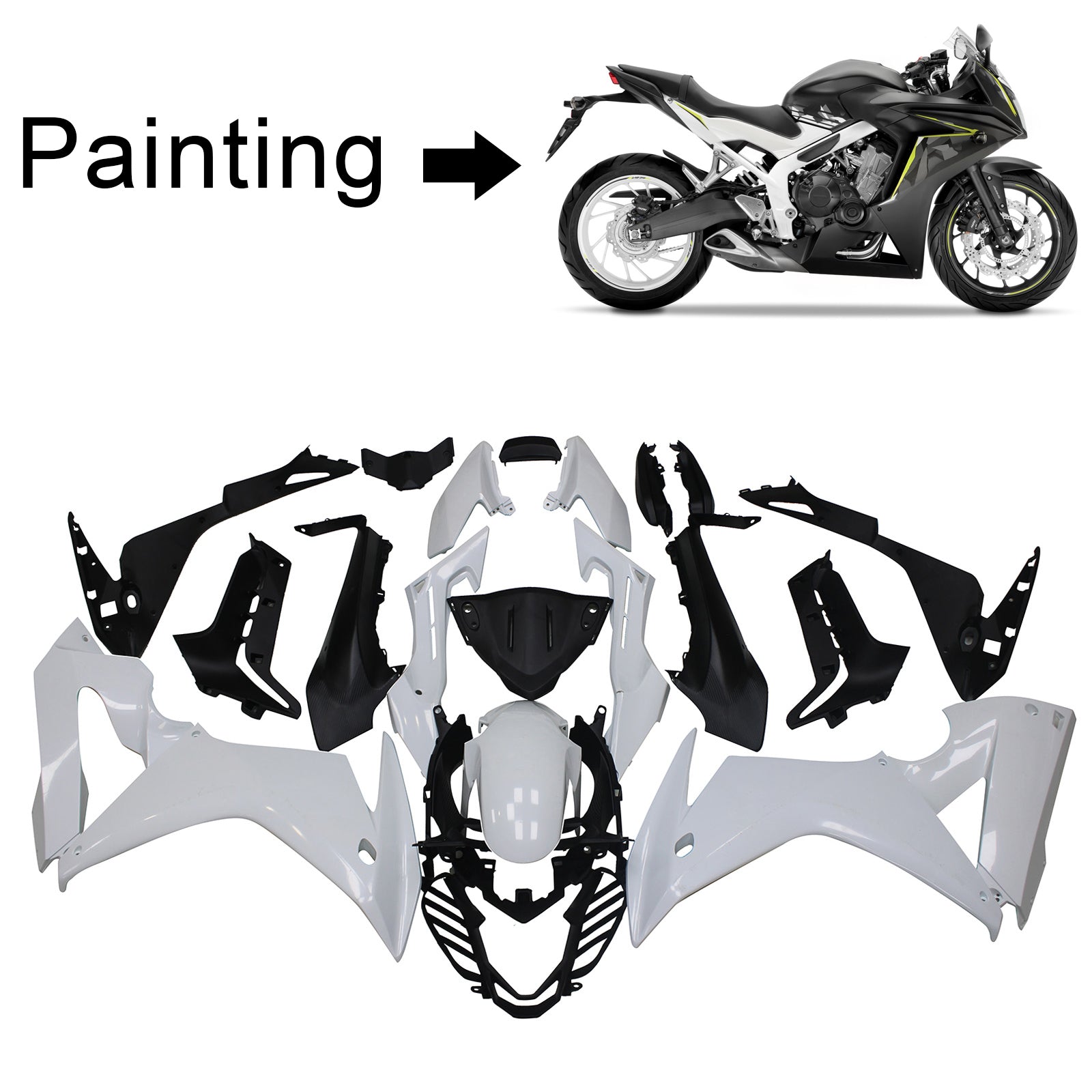Amotopart 2017-2019 Honda CBR650F Schwarz&Weißes Verkleidungsset