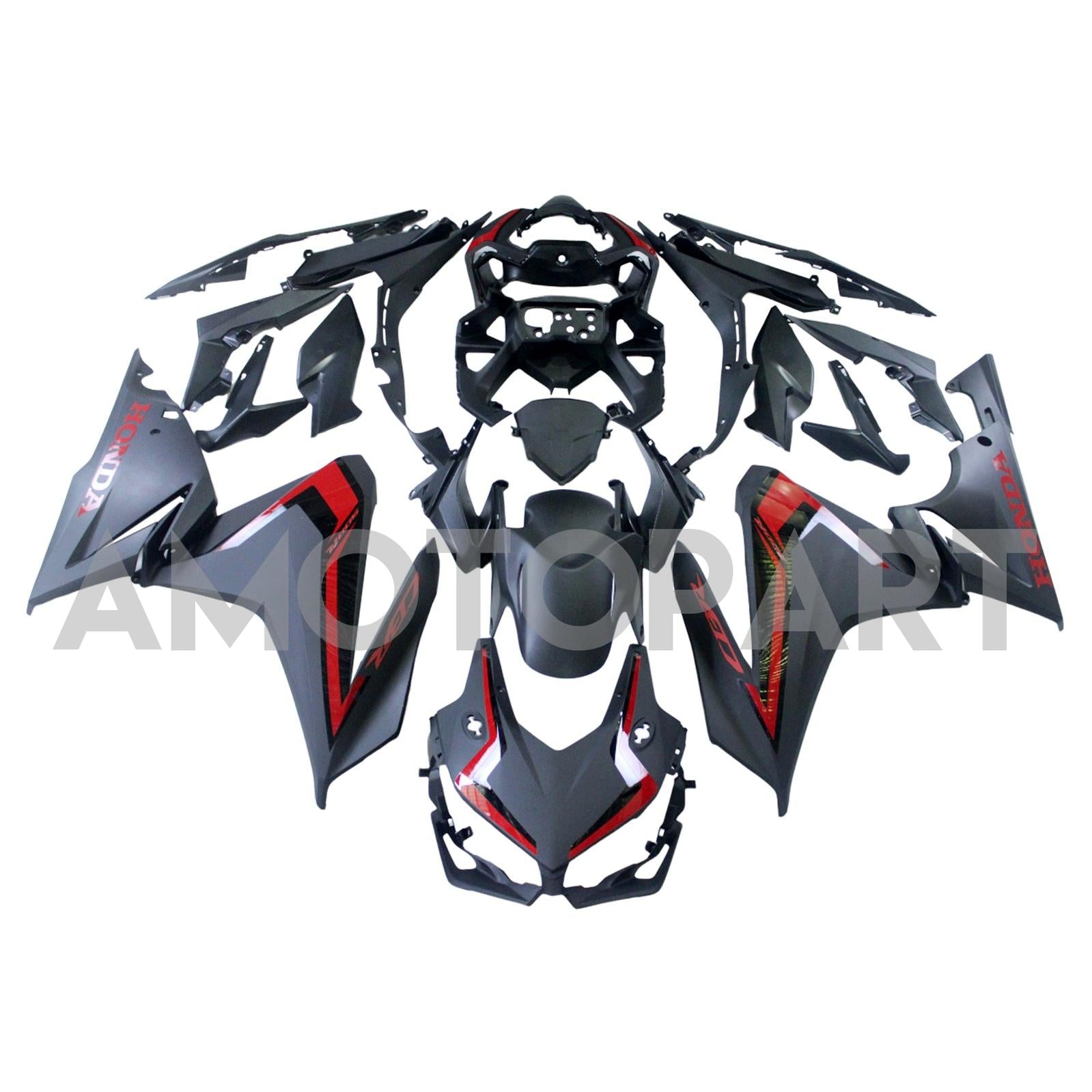 Amotopart 2019-2021 CBR500R Honda Black with Red Accents Style2 Fairing Kit