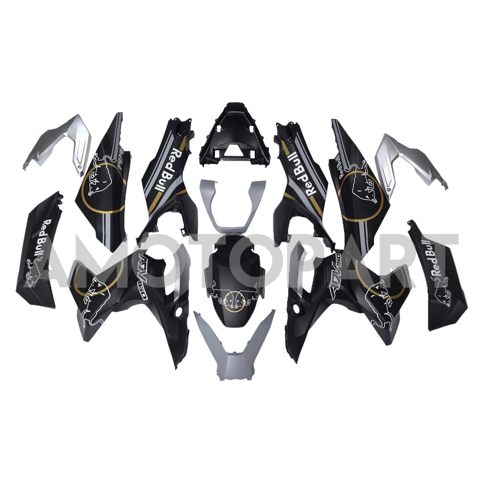 Amotopart 2022–2023 Honda ADV160 Weiß Schwarz Verkleidungsset