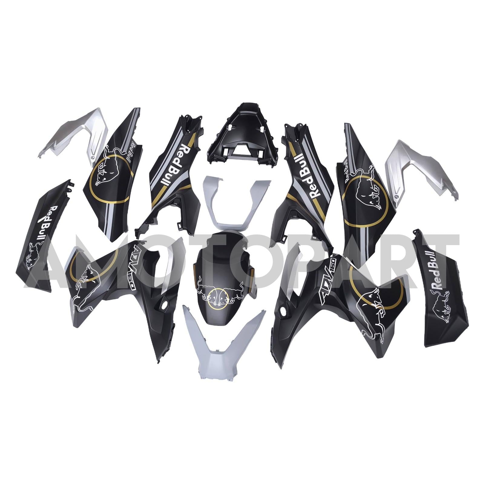 Amotopart 2022–2023 Honda ADV160 Weiß Schwarz Verkleidungsset