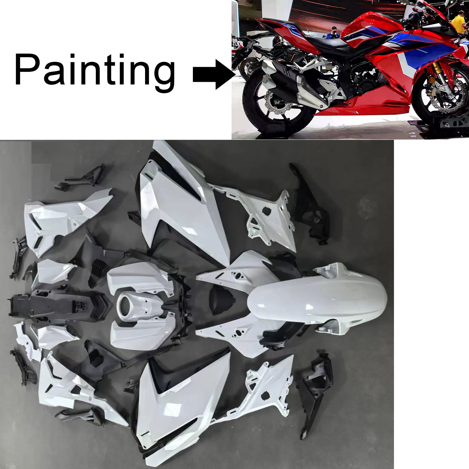 Amotopart 2017-2022 Honda CBR250RR Glossy Red White Blue Fairing Kit