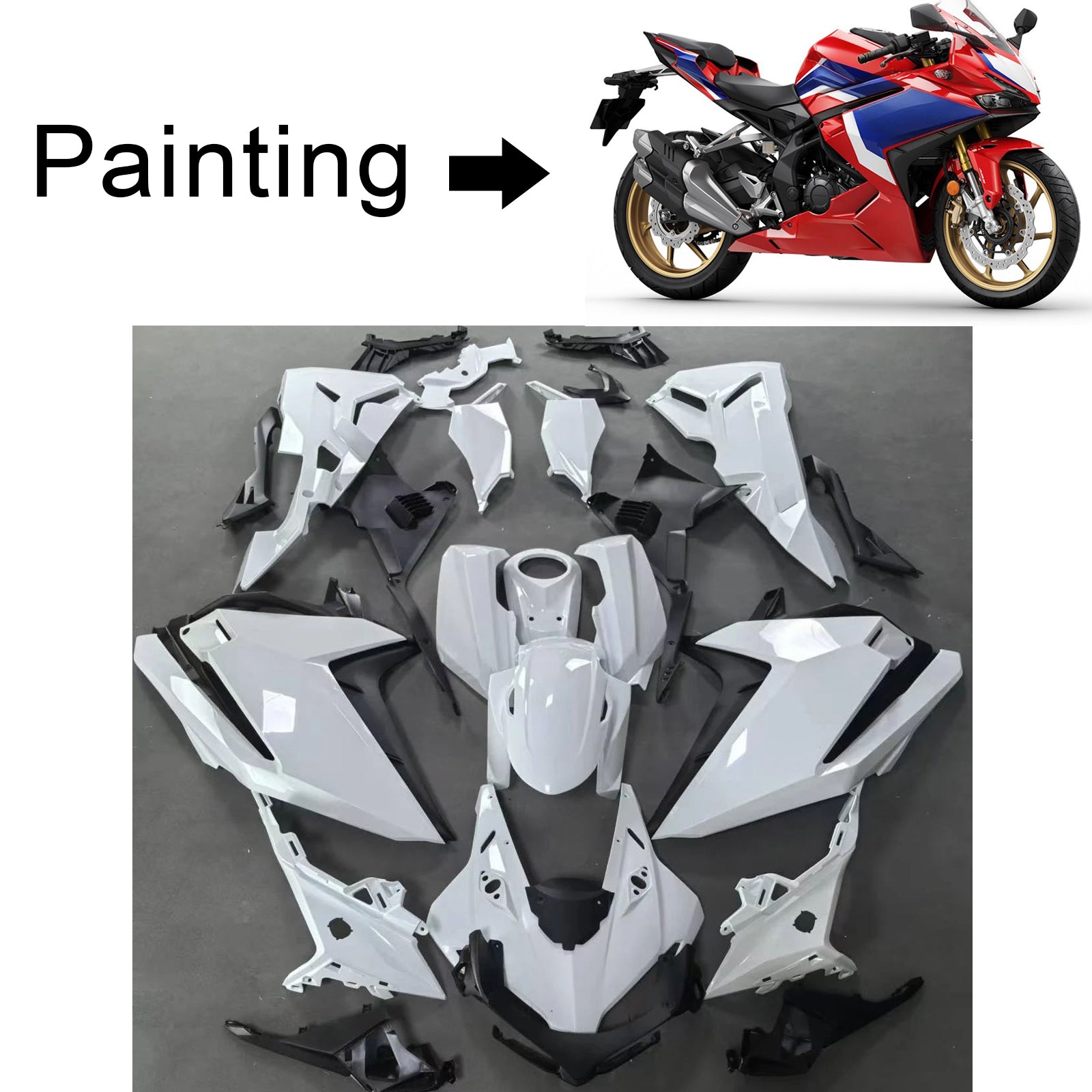 Amotopart 2023-2024 Honda CBR250RR Red Blue Fairing Kit