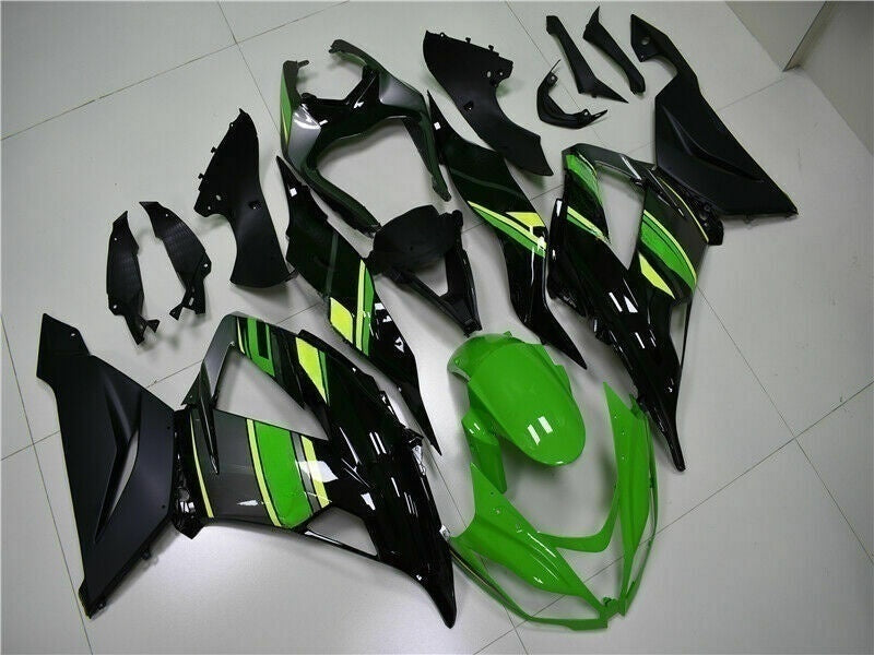 Amotopart 2013-2018 Kawasaki Zx6R フェアリング グリーン ブラック キット