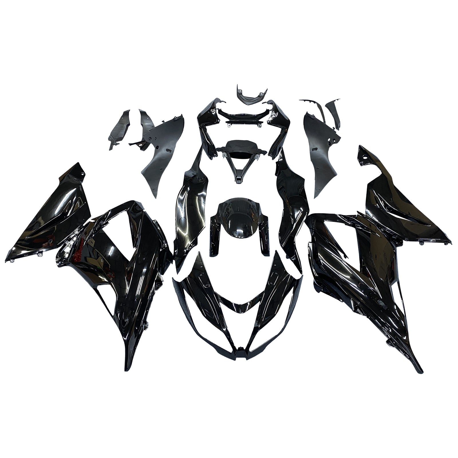 Amotopart Kawasaki Zx6R 2013-2018 フェアリング 光沢のあるブラック Amotopart プラスチックキット