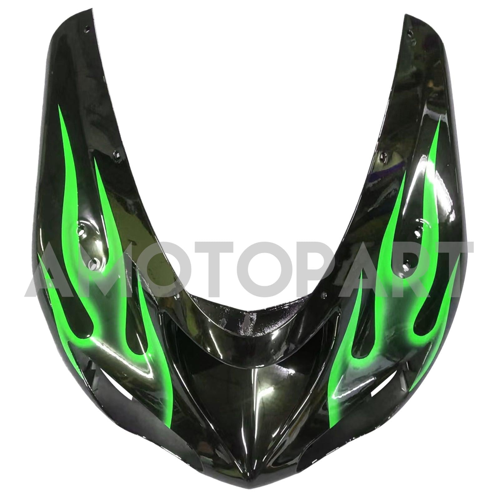 Amotopart 2006 2007 Kawasaki ZX10R Fairing Green Flames Kit
