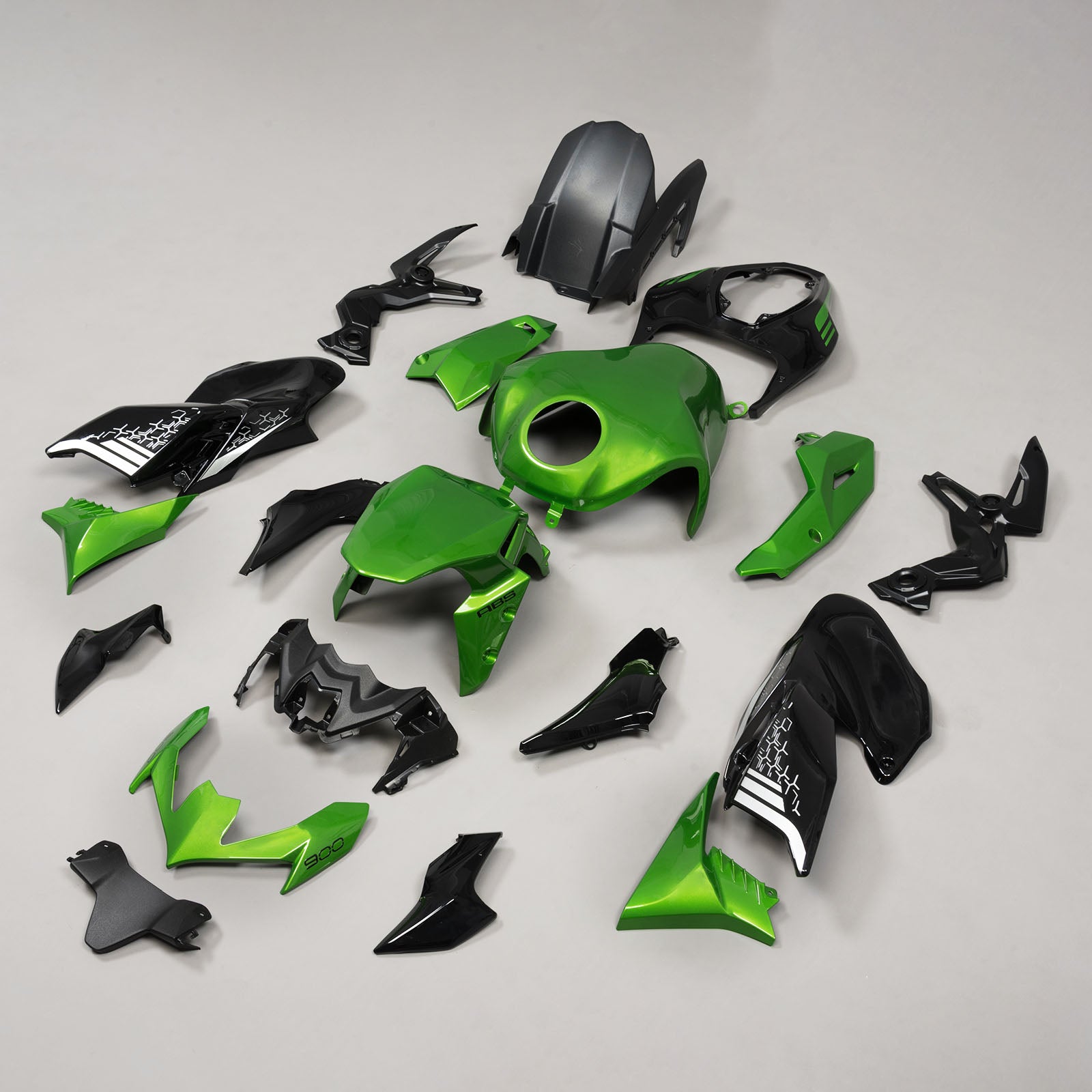 Amotopart 2017-2019 Kawasaki Z900 Green Black Fairing Kit