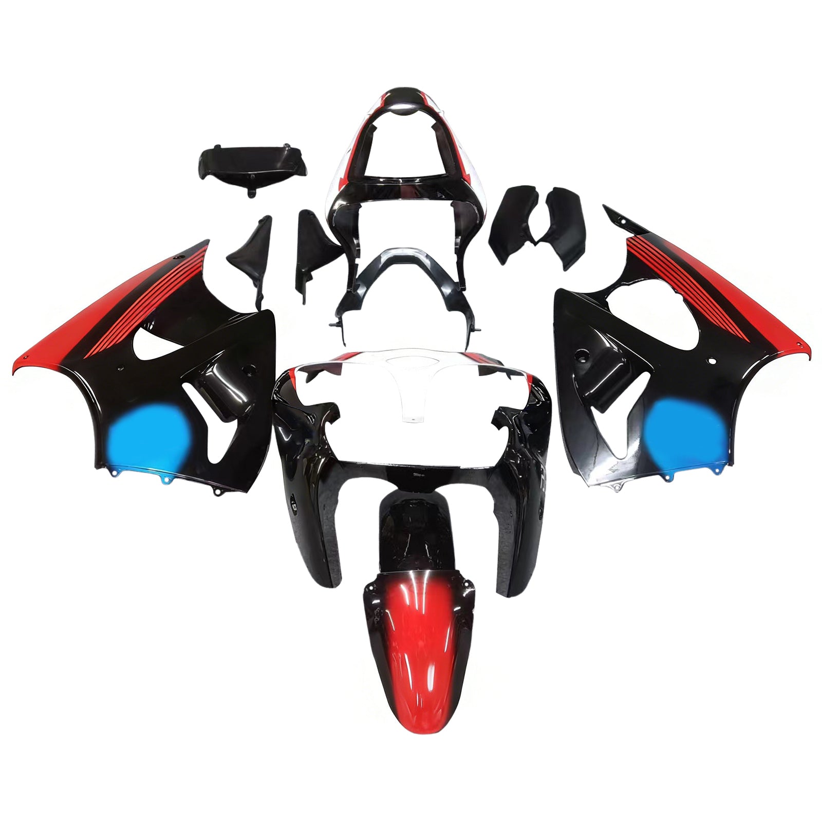 Amotopart Kawasaki 2000-2002 Zx6R 636/ZZR600 2005-2008 Fairing Blue&Red Kit