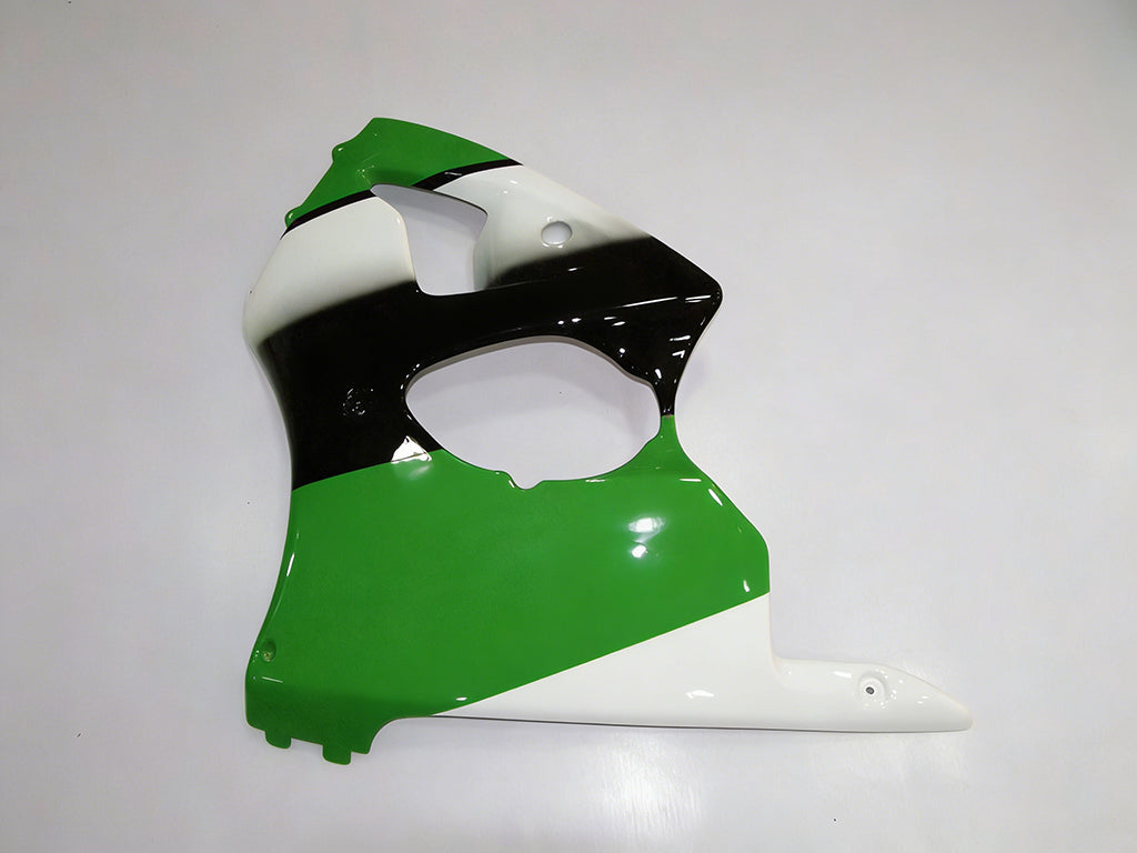 Amotopart 2000-2002 Kawasaki ZX6R 636 2005-2008 Kawasaki ZZR600 Green Black White Fairing Kit