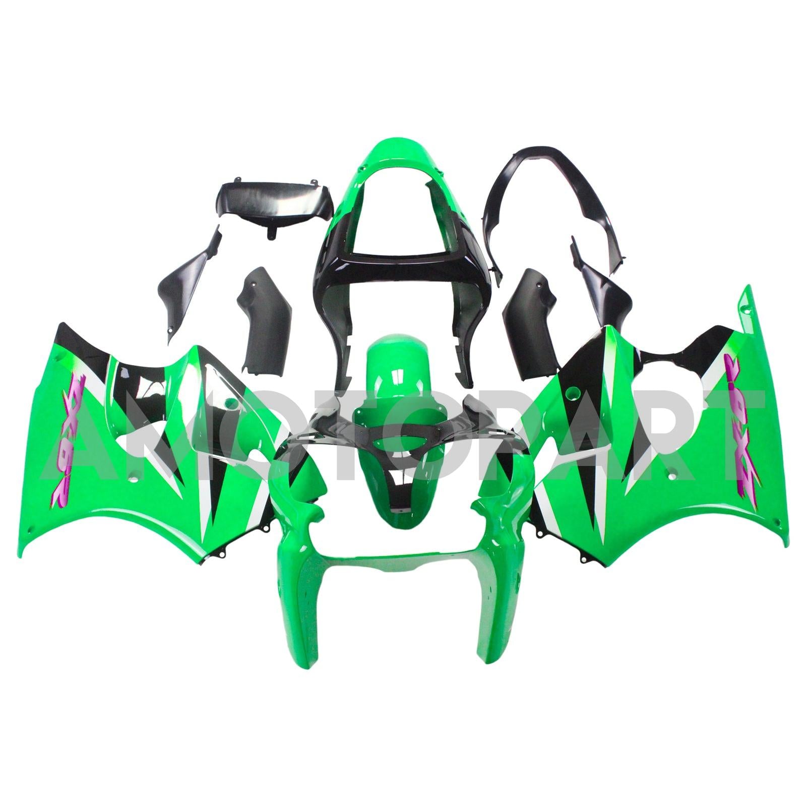 AMOTOPART KAWASAKI 2000-2002 ZX6R 636/ZZR600 2005-2008 KUNSTEN GROEN KIT
