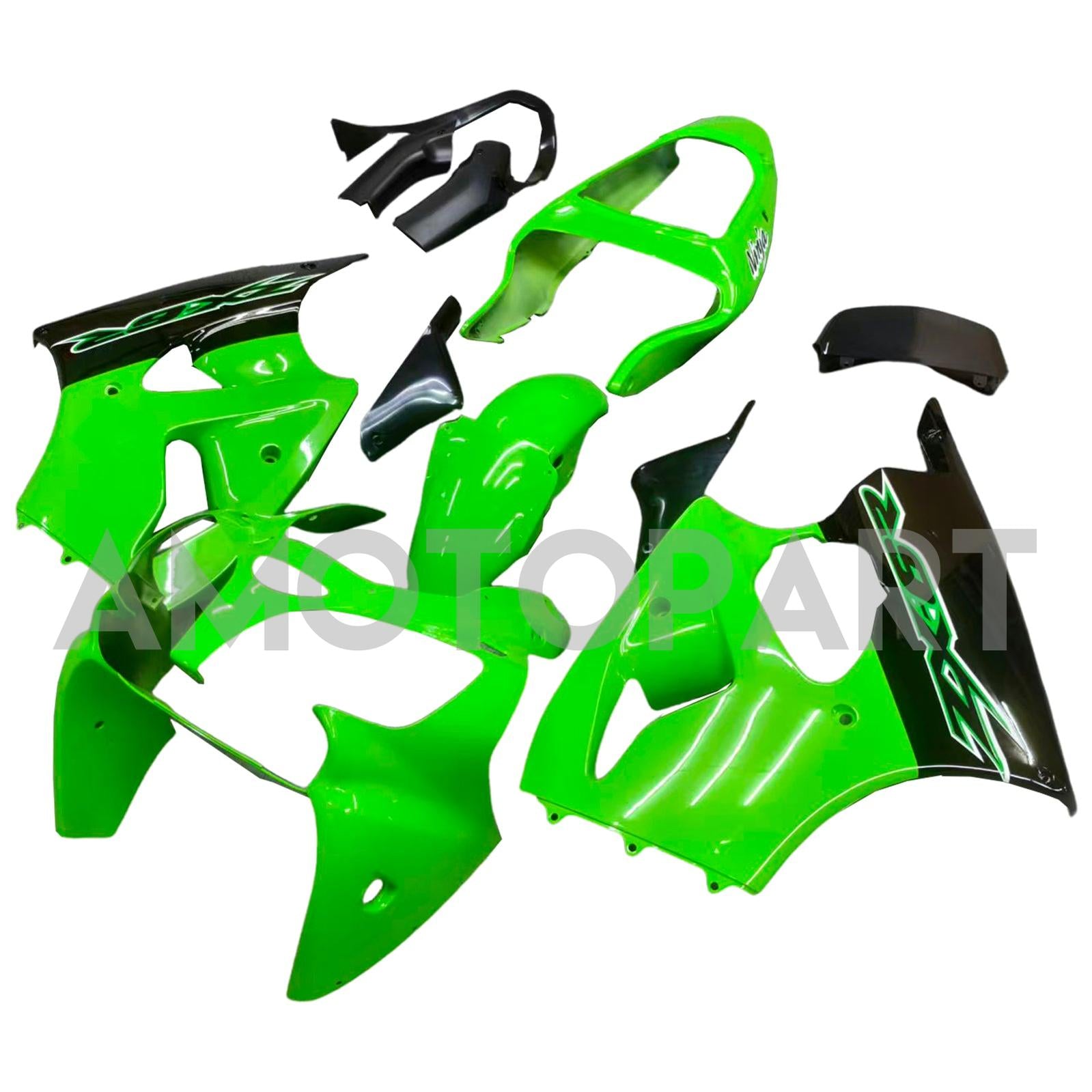 Amotopart Kawasaki 2000-2002 Zx6R 636/ZZR600 2005-2008 Fairing Gloss Green Kit