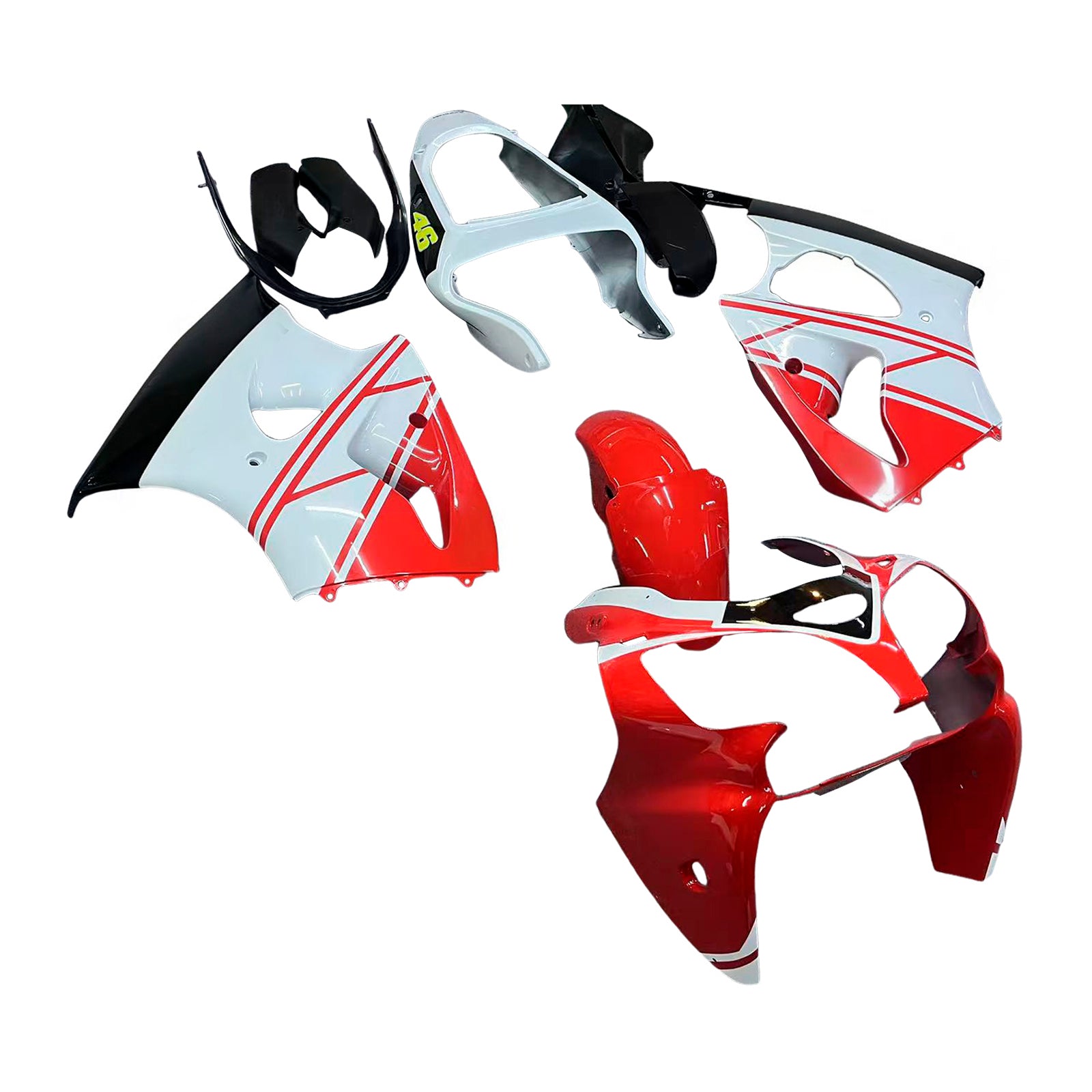 Amotopart Kawasaki 2000-2002 Zx6R 636/ZZR600 2005-2008 Fairing Red White Kit