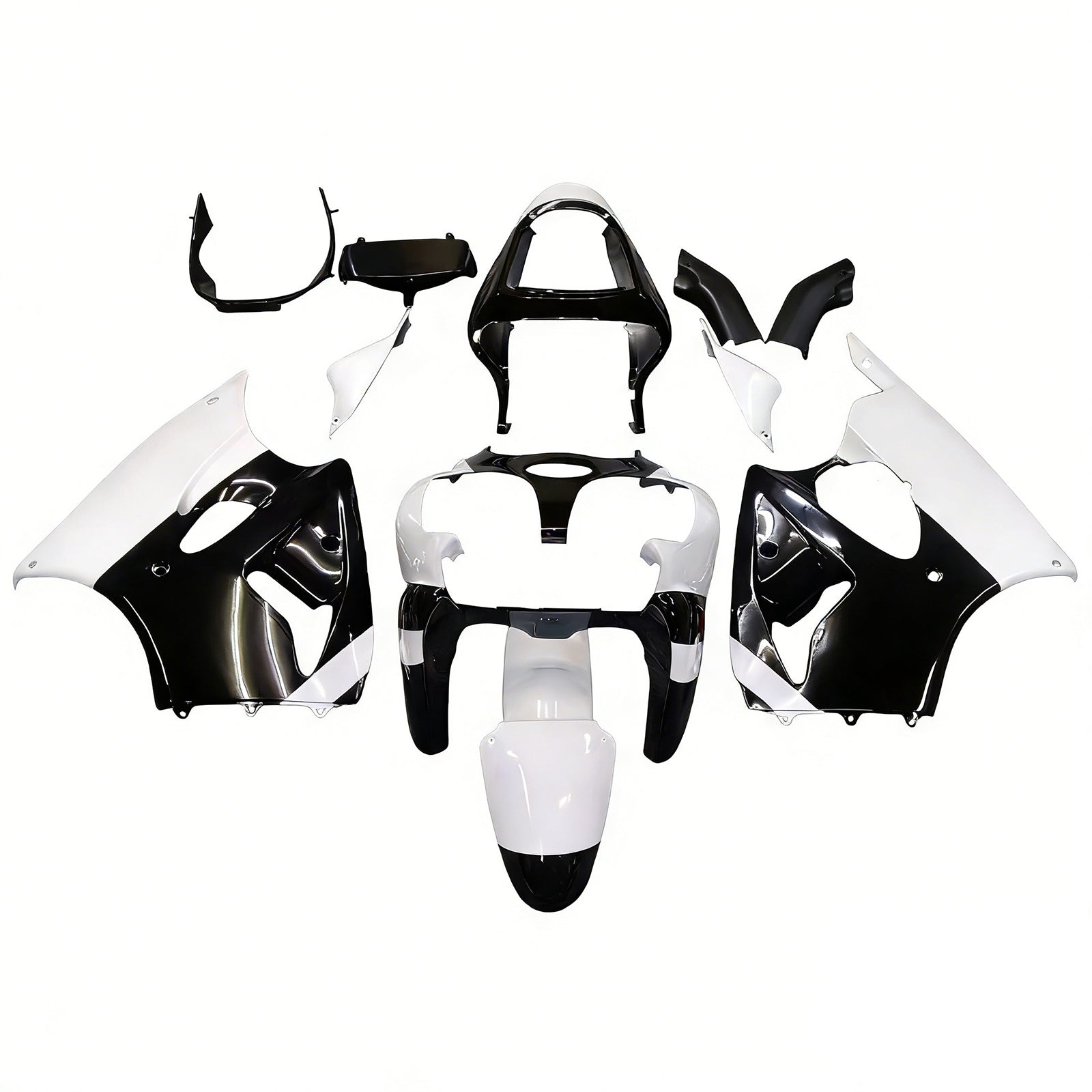 Amotopart Kawasaki 2000-2002 Zx6R 636/ZZR600 2005-2008 Wit Zwart Kuipset