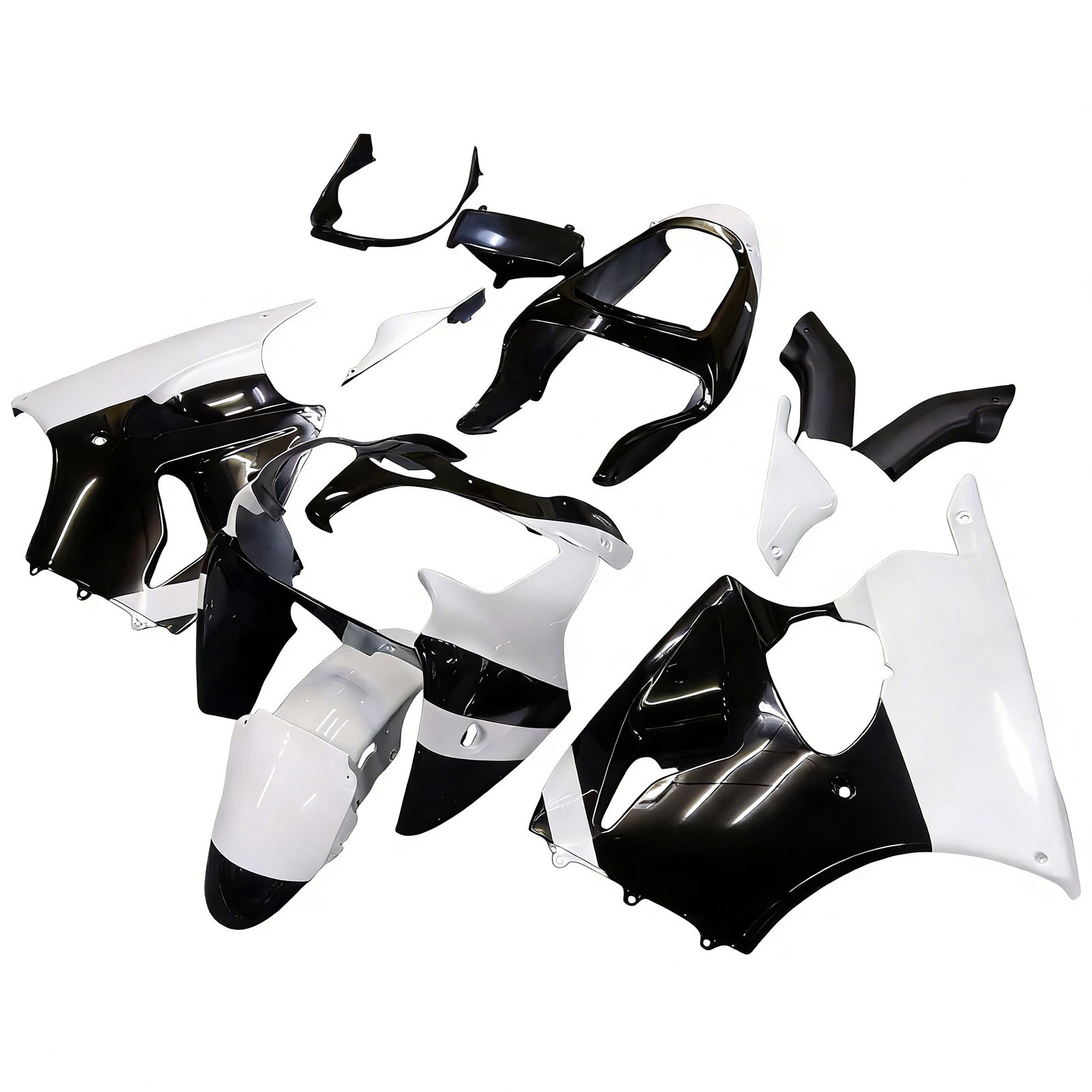 Amotopart Kawasaki 2000-2002 Zx6R 636/ZZR600 2005-2008 Wit Zwart Kuipset