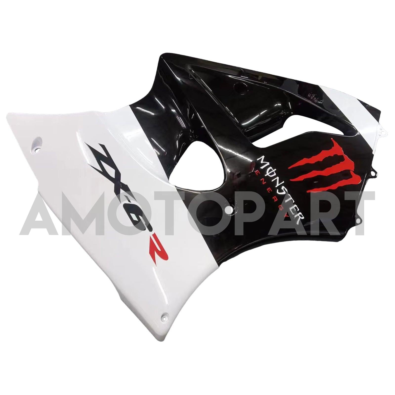 Amotopart Kawasaki 2000-2002 Zx6R 636/ZZR600 2005-2008 Fairing White Black Kit