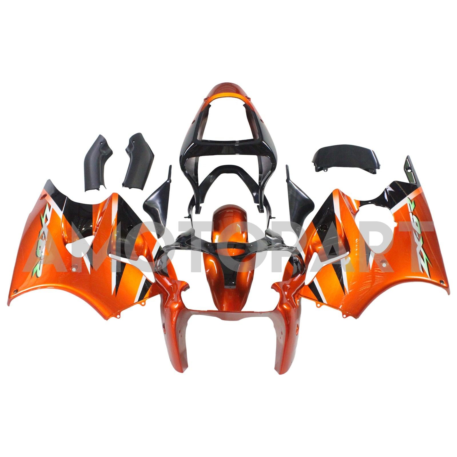 Amotopart Kawasaki 2000-2002 ZX6R 636/ZZR600 2005-2008 Verkleidung Orange Black Kit