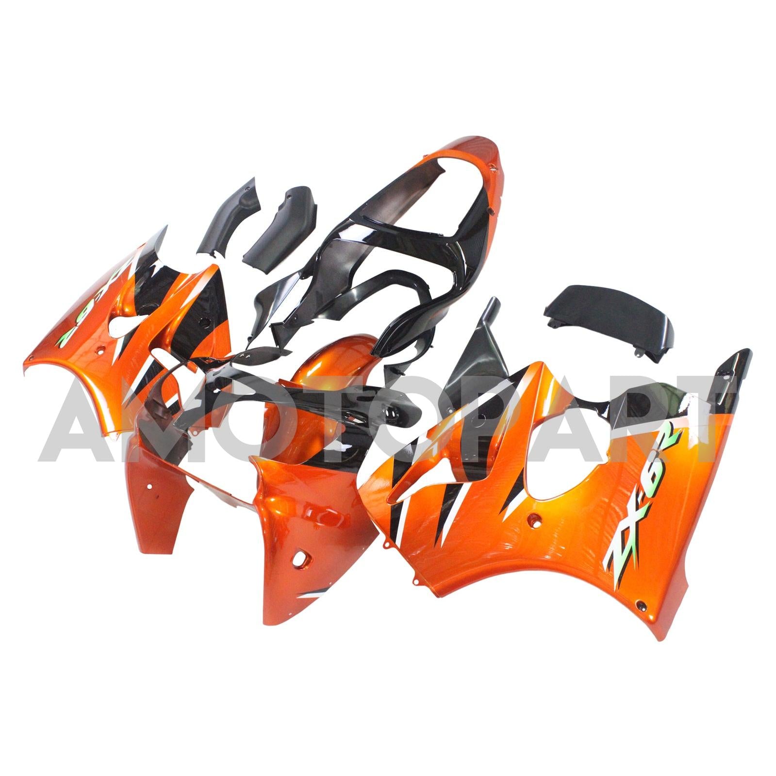 Amotopart Kawasaki 2000-2002 ZX6R 636/ZZR600 2005-2008 Verkleidung Orange Black Kit