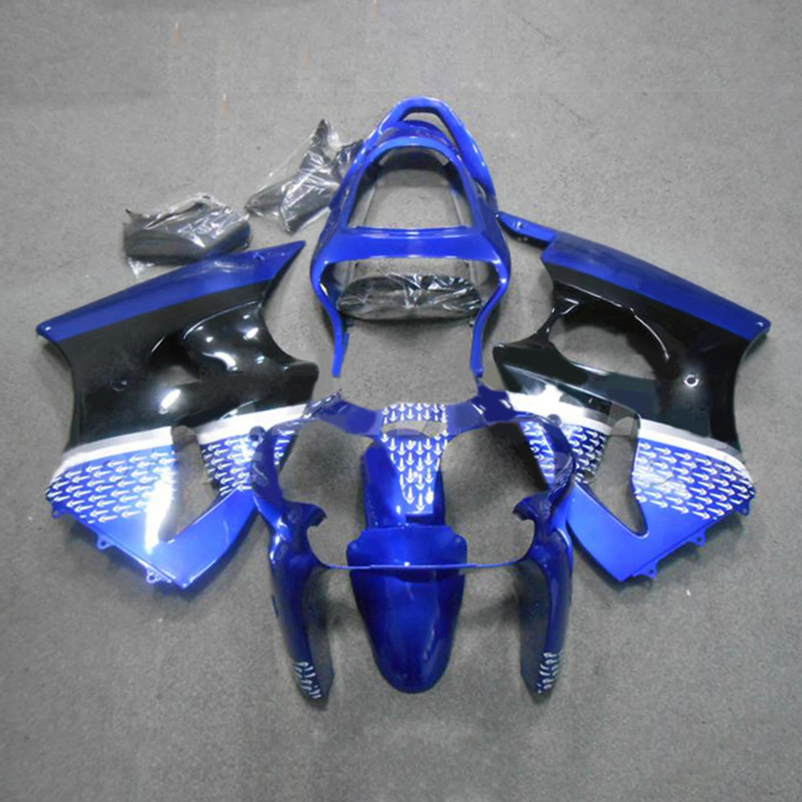 Amotopart ZX6R 636 2000-2002 ZZR600 2005-2008 Kawasaki Blue&Black Fairing Kit