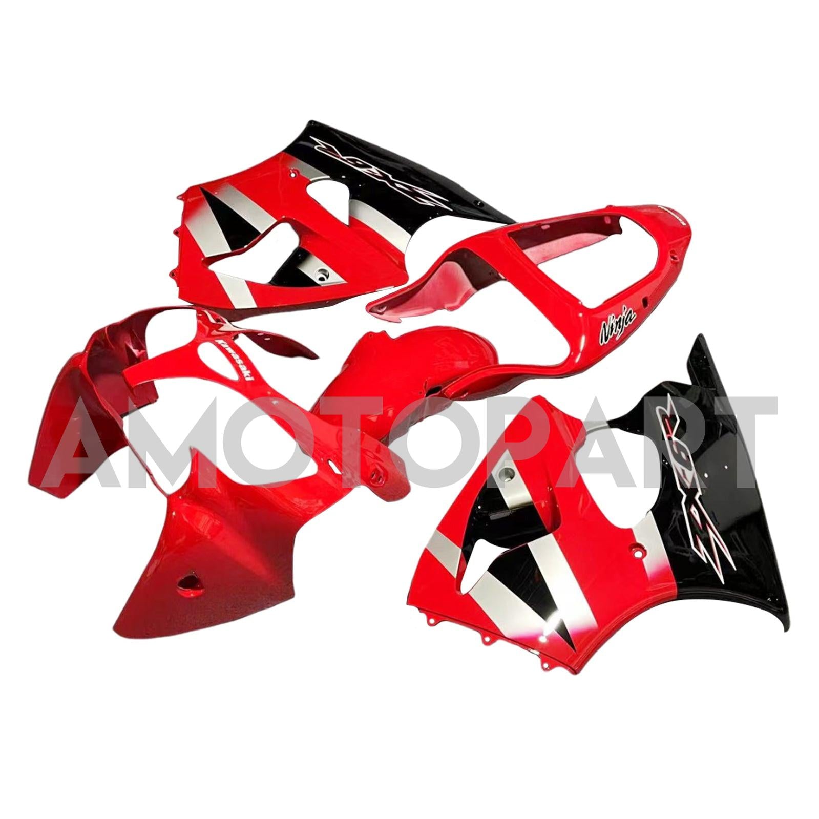 Amotopart ZX6R 636 2000-2002 ZZR600 2005-2008 Kawasaki Rot&Silbernes Verkleidungsset