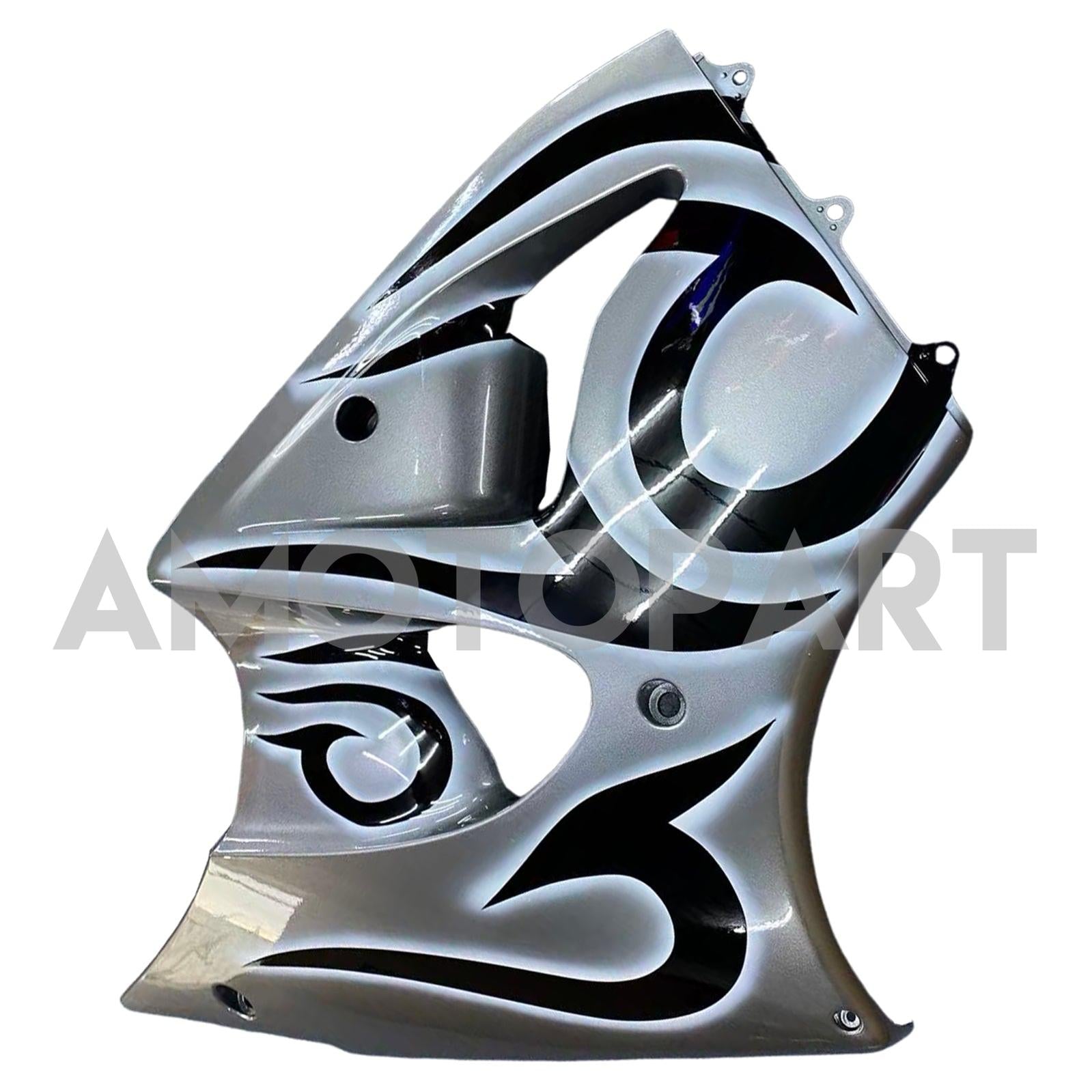 Amotopart 2000-2002 Kawasaki ZX6R 636 & 2005-2008 Kawasaki ZZR600 Grey Silver Fairing Kit