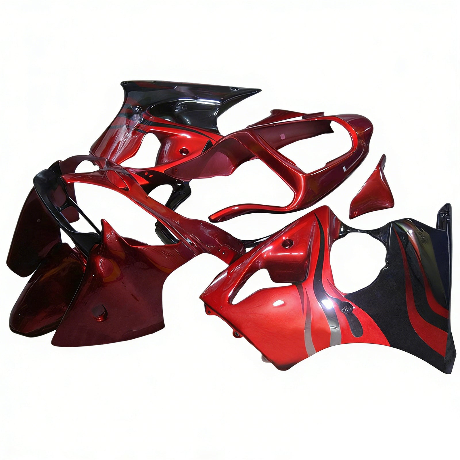 Amotopart 2000–2002 Kawasaki ZX6R 636 & Verkleidungssatz für Kawasaki ZZR600 (2005–2008), rot/schwarz