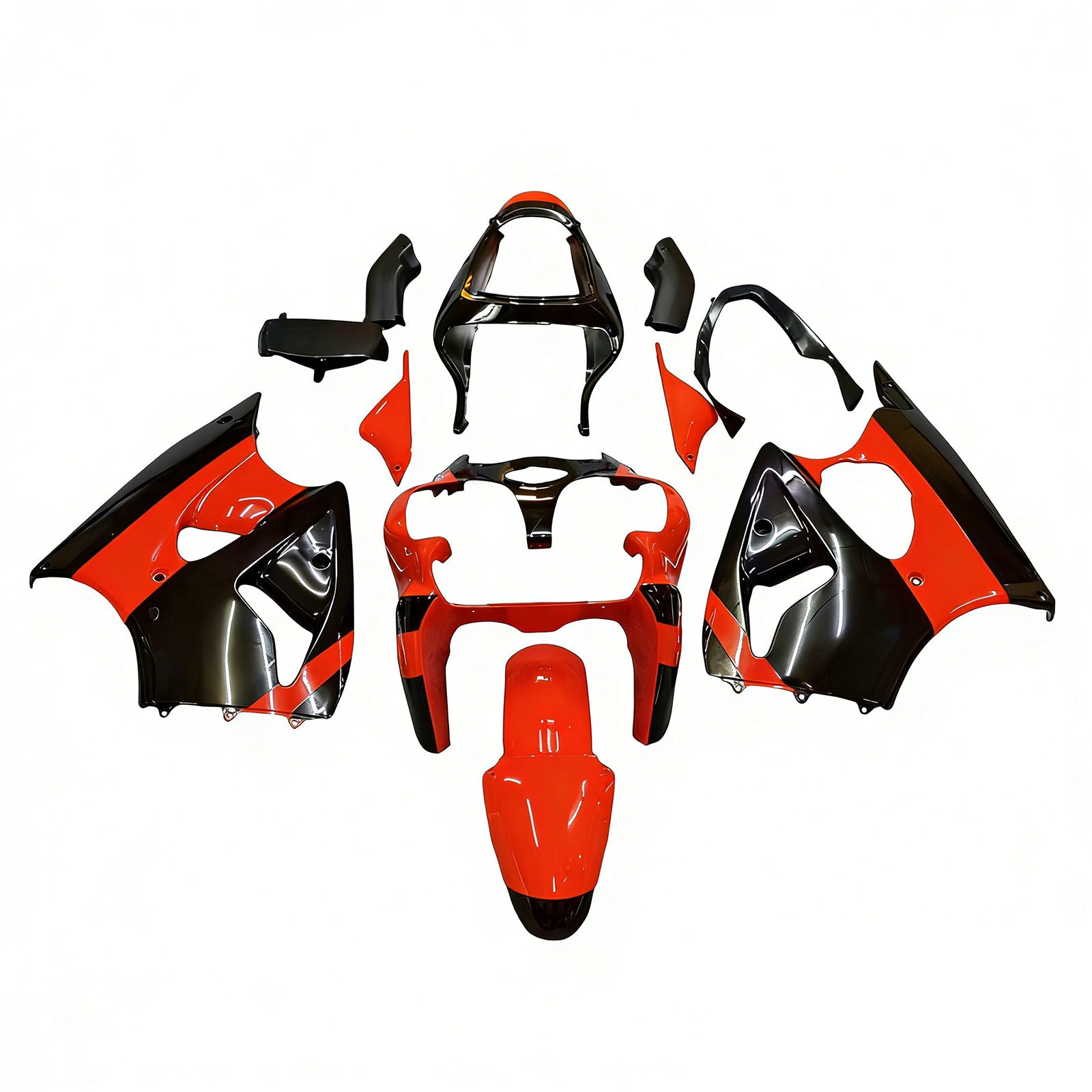 Amotopart 2000-2002 Kawasaki ZX6R 636 & 2005-2008 ZZR600 oranje zwarte kuipset