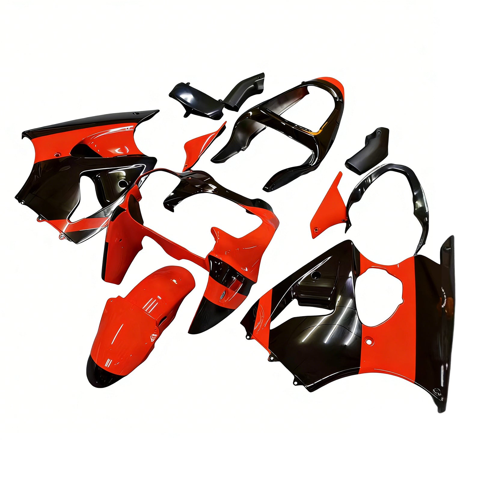 Amotopart 2000-2002 Kawasaki ZX6R 636 & 2005-2008 ZZR600 oranje zwarte kuipset