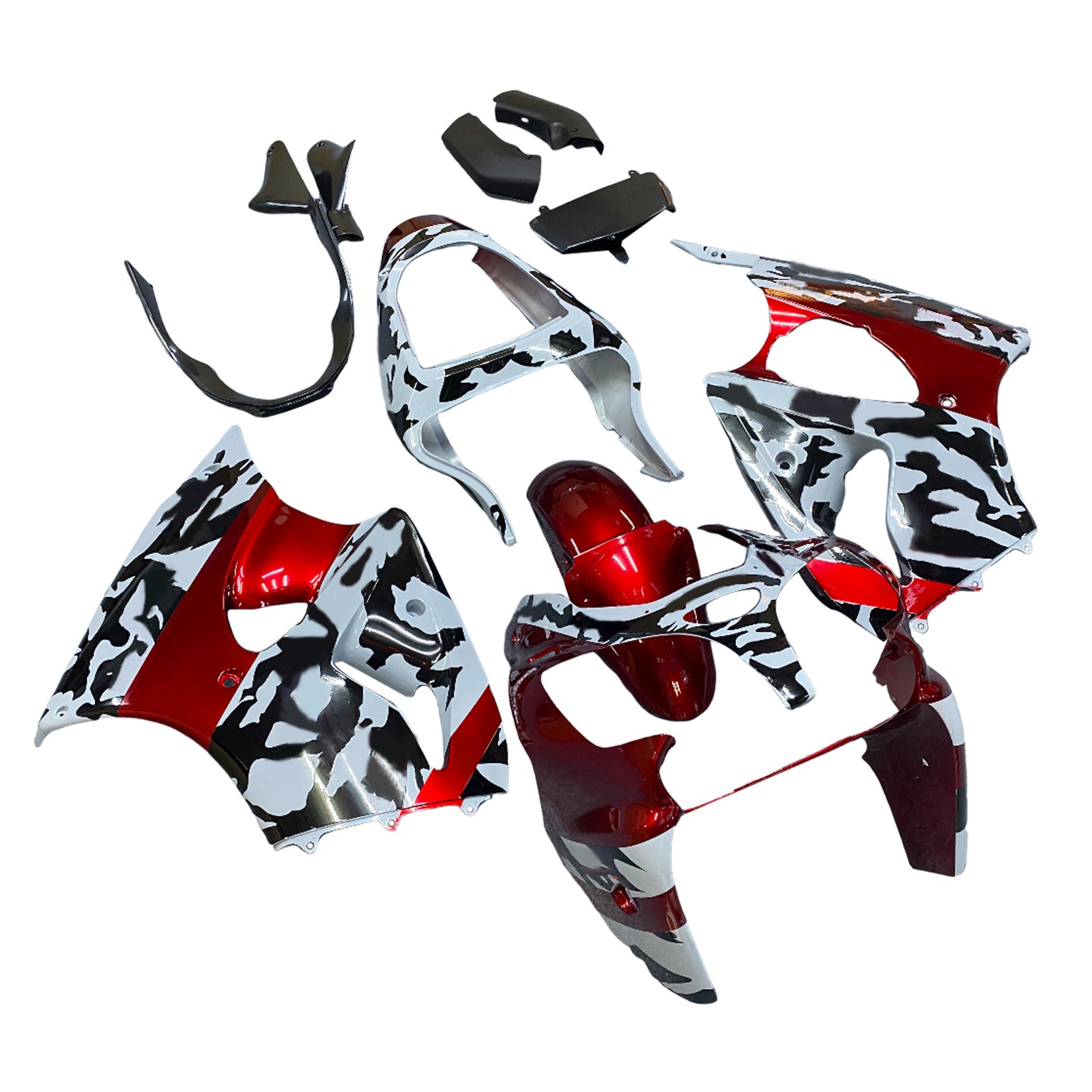 Amotopart 2000-2002 Kawasaki ZX6R 636 & 2005-2008 Kawasaki ZZR600 Red Gray Fairing Kit