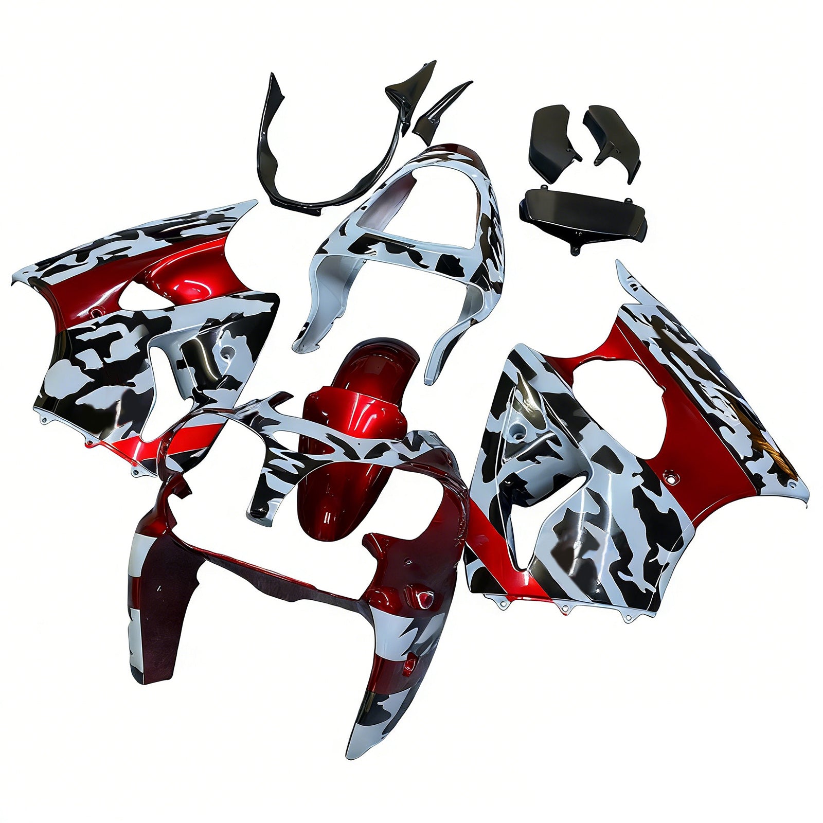 Amotopart 2000-2002 Kawasaki ZX6R 636 & 2005-2008 Kawasaki ZZR600 Red Gray Fairing Kit