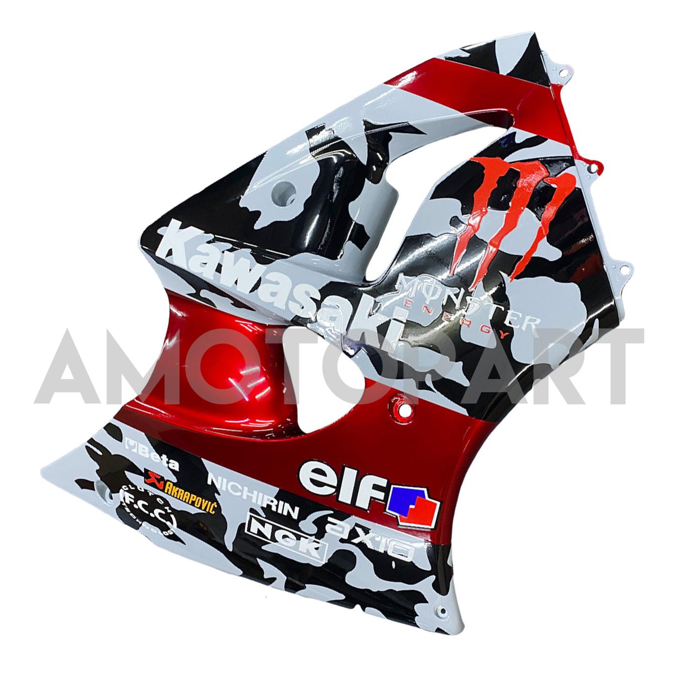 Amotopart 2000-2002 Kawasaki ZX6R 636 & 2005-2008 Kawasaki ZZR600 Red Gray & Logo Fairing Kit