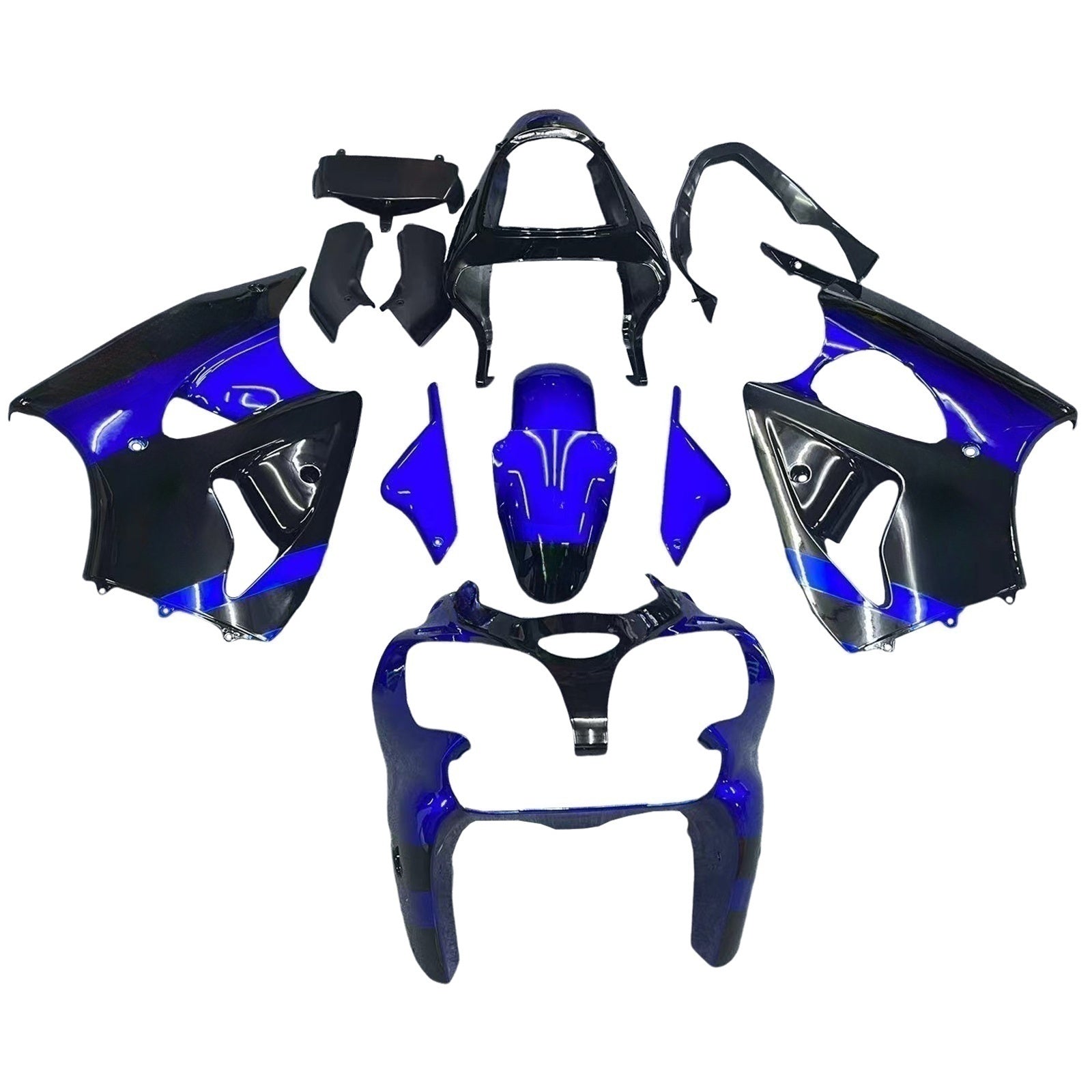 Amotopart 2000-2002 Kawasaki ZX6R 636 & 2005-2008 Kawasaki ZZR600 Glanset Black Blue Fairing Kit