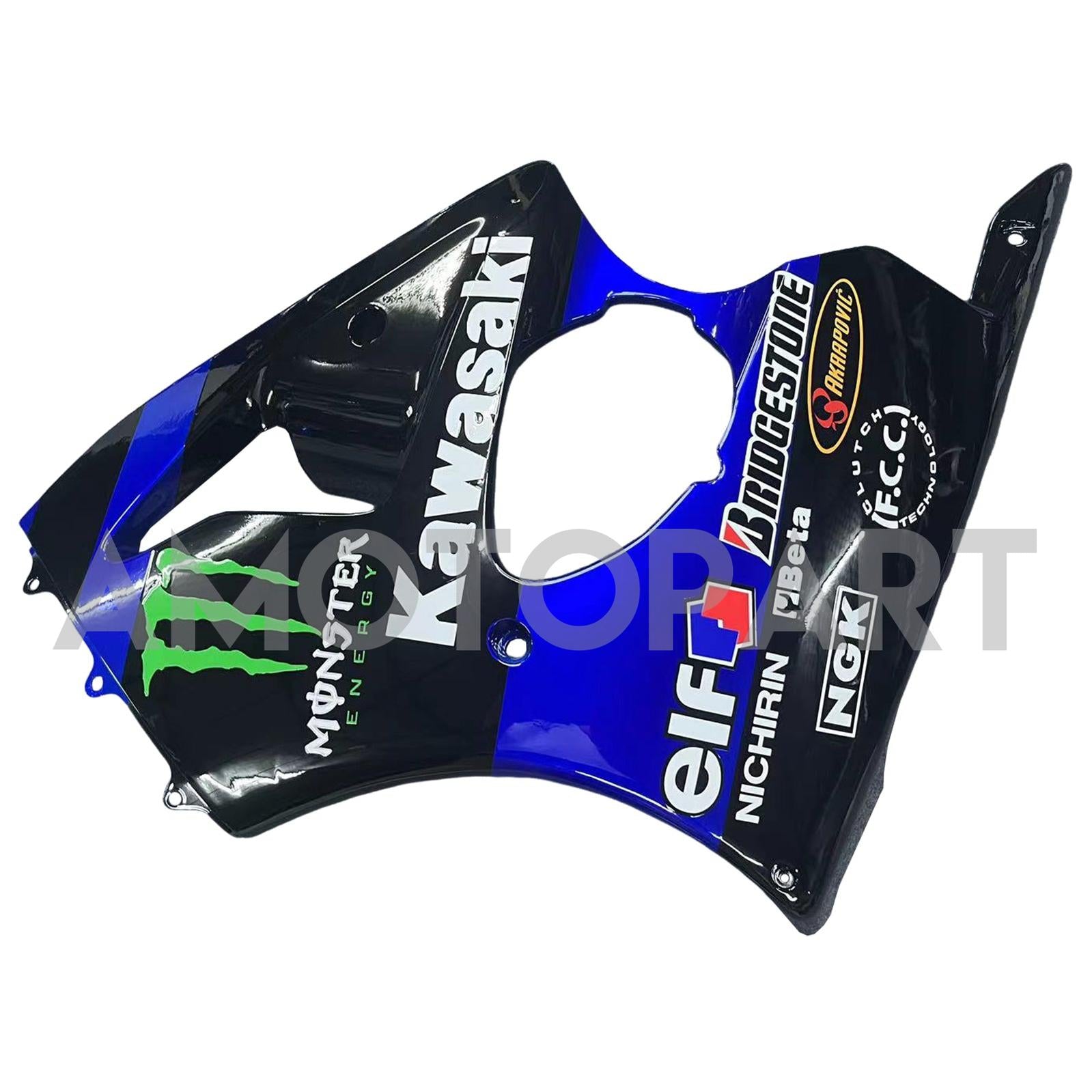 Amotopart 2000-2002 Kawasaki ZX6R 636 & 2005-2008 Kawasaki ZZR600 Glossy Black Blue Fairing Kit