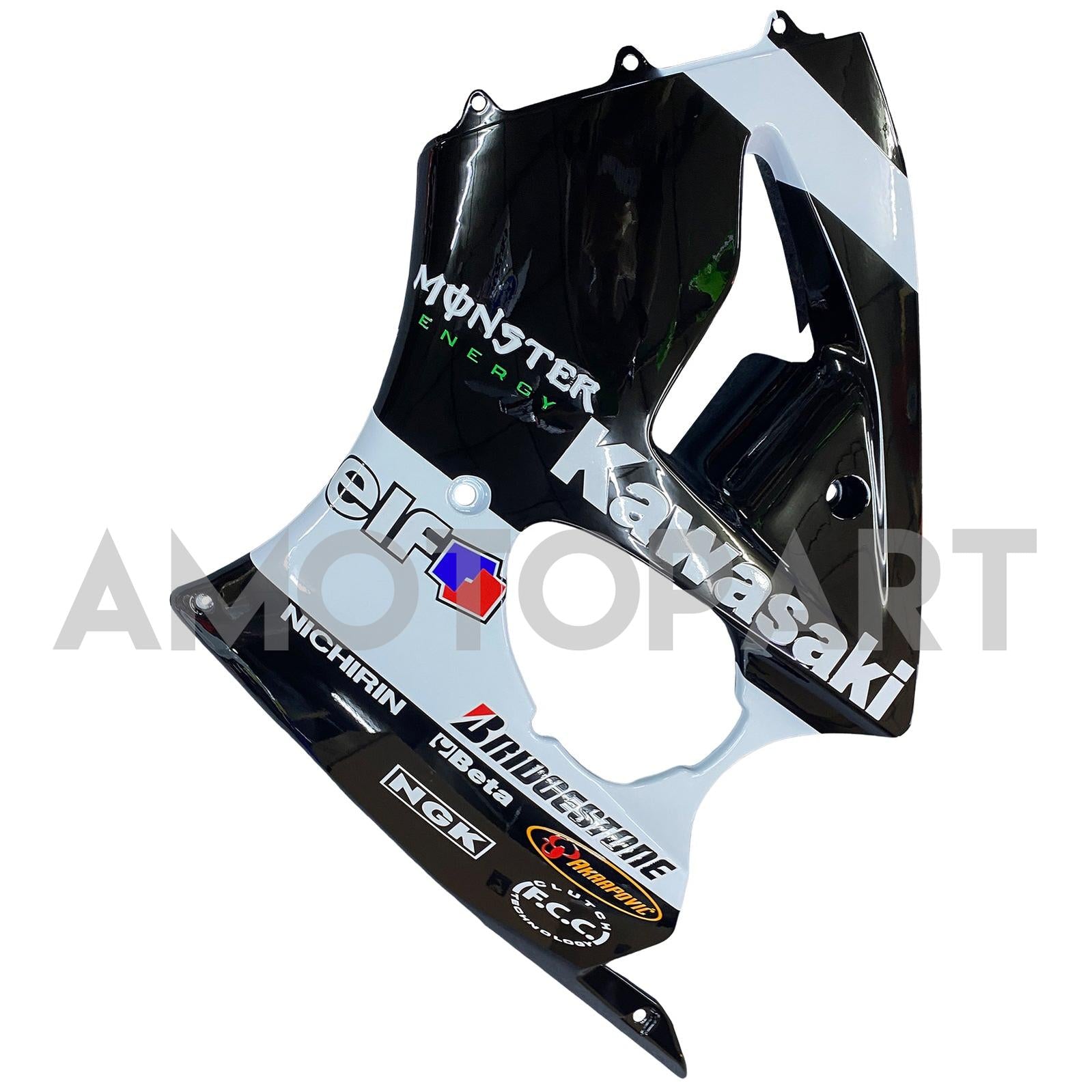 Amotopart 2000-2002 Kawasaki ZX6R 636 & 2005-2008 Kawasaki ZZR600 White Black Fairing Kit