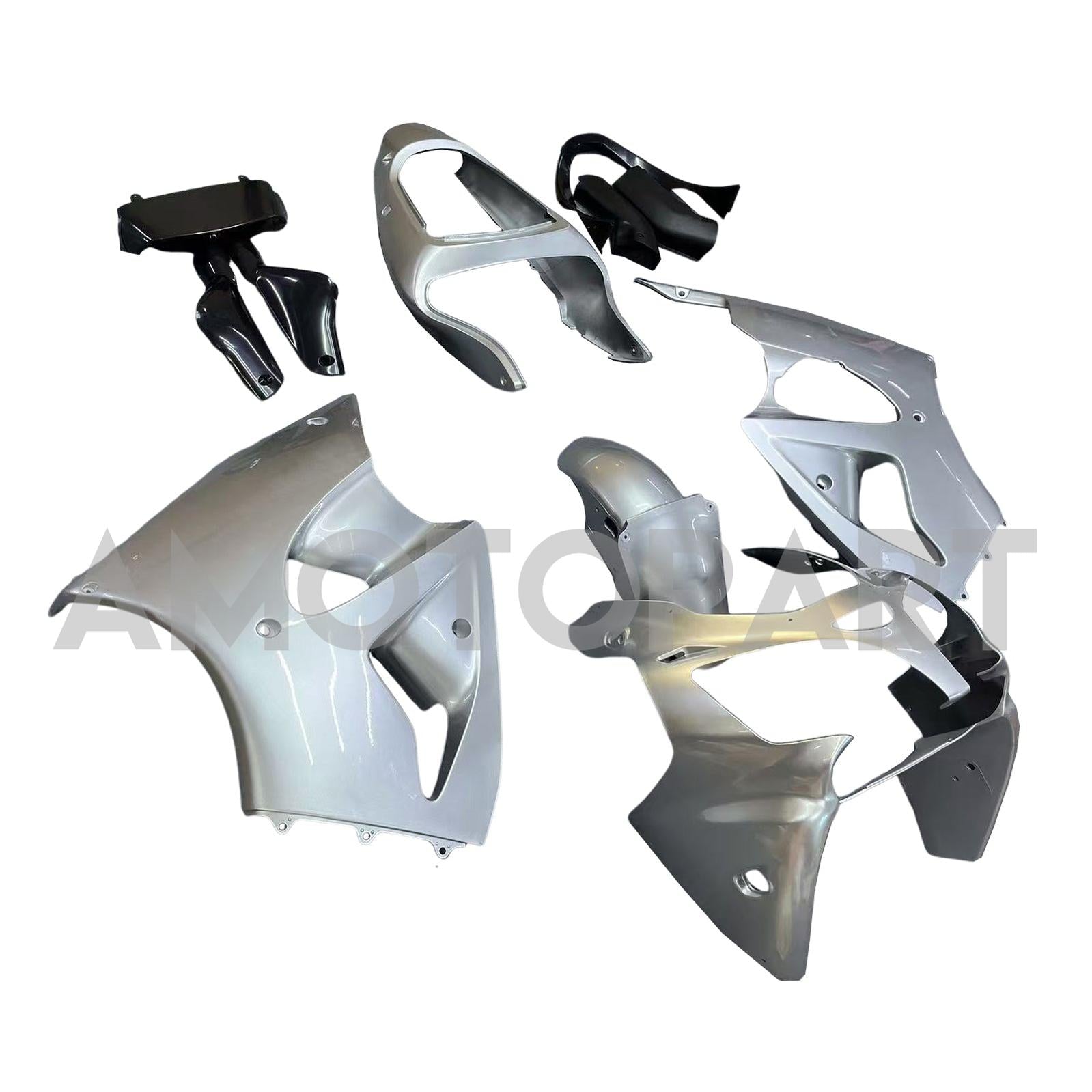 Amotopart 2000-2002 Kawasaki ZX6R 636 & 2005-2008 Kawasaki ZZR600 Silver Fairing Kit