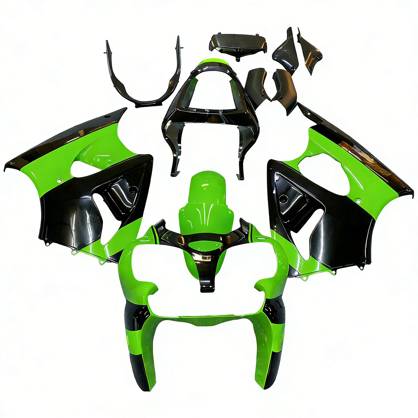 Amotopart 2000-2002 Kawasaki ZX6R 636 & 2005-2008 Kawasaki ZZR600 Green Fairing Kit