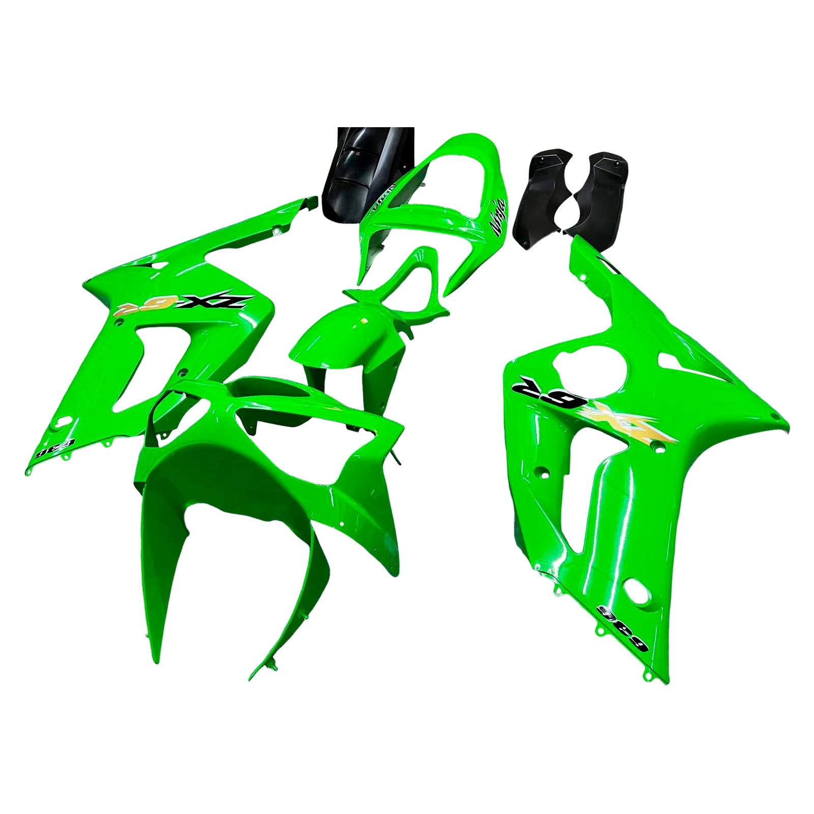 Amotopart 2003-2004 Kawasaki ZX6R Fairing Green Kit
