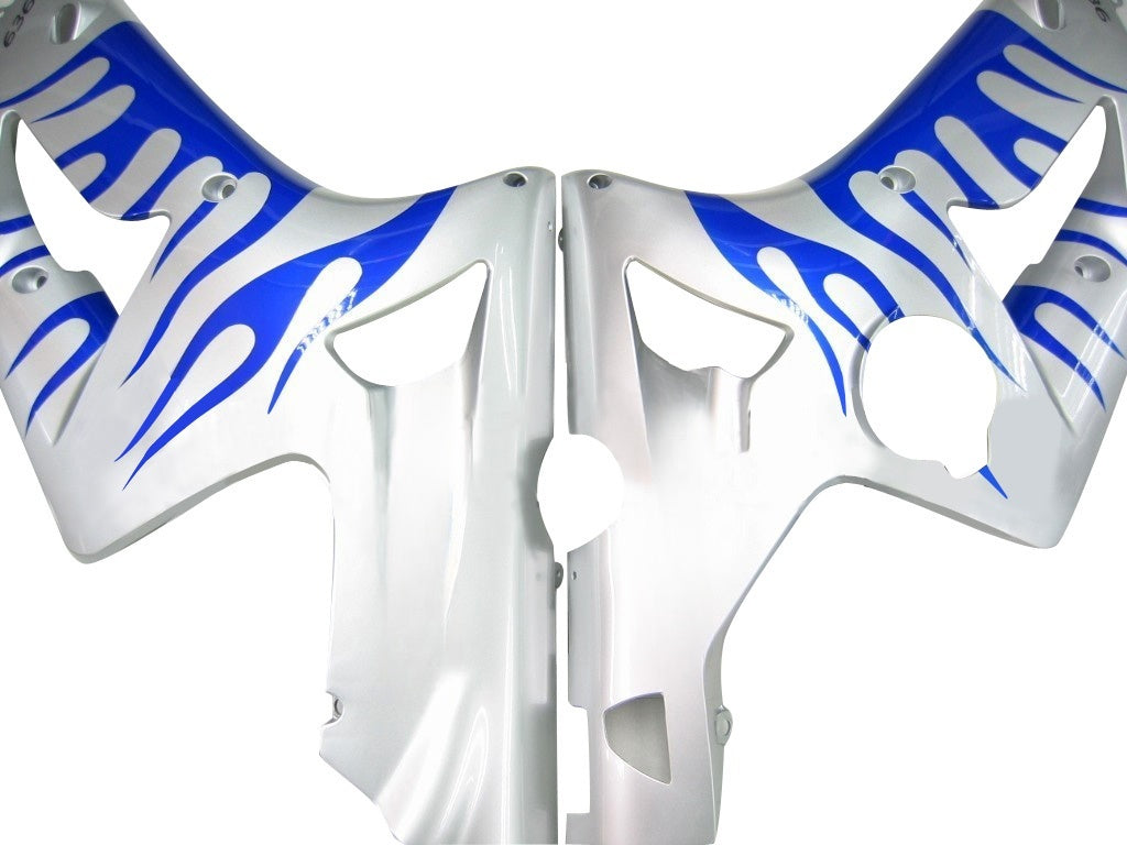 Amotopart 2003-2004 Kawasaki ZX6R Fairing Sliver&Blue Flame Kit