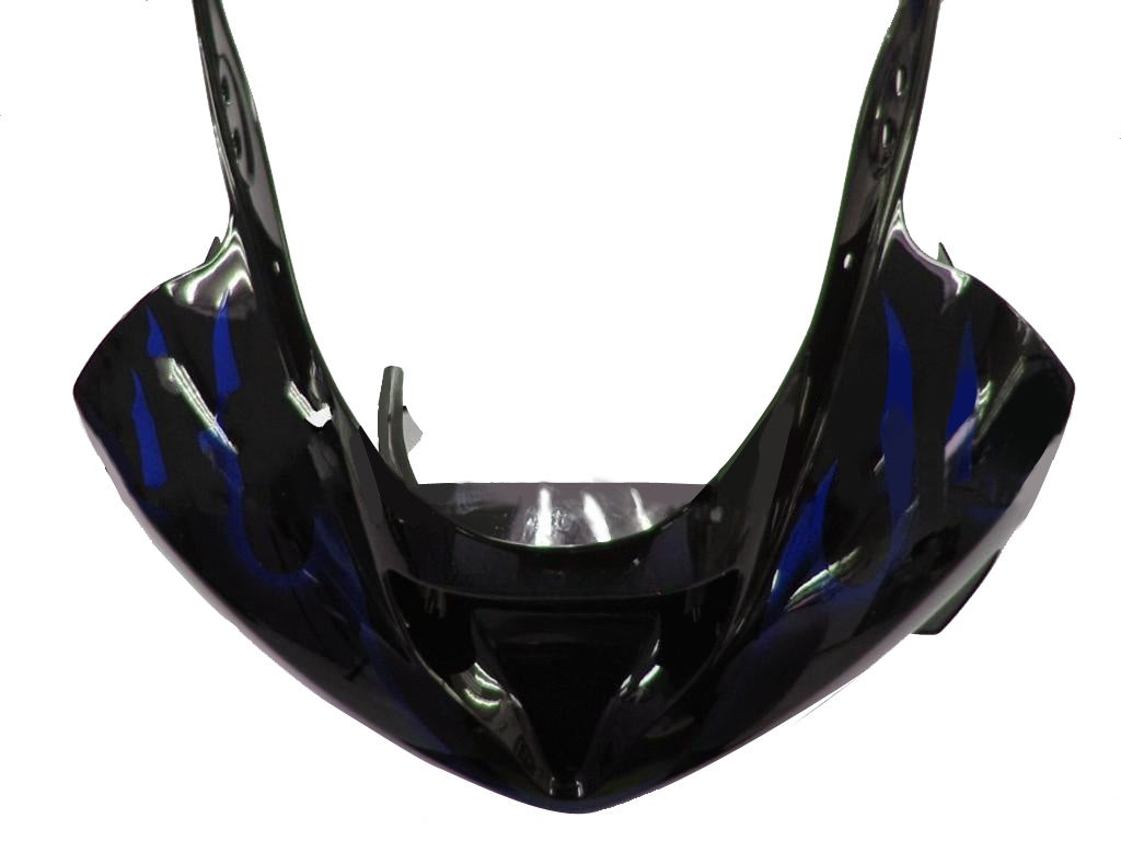 Amotopart 2003-2004 Kawasaki ZX6R Fairng Black&Blue Flame Kit