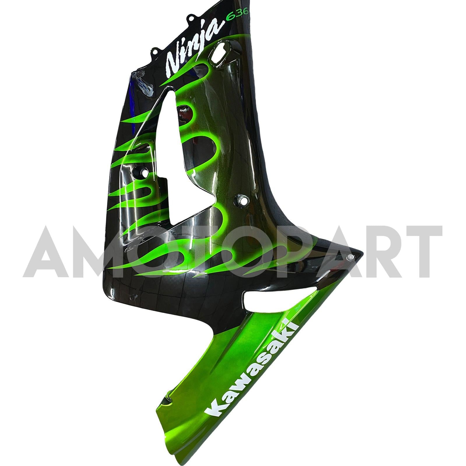 Amotopart 2003-2004 Kawasaki ZX6R kuien Black & Green Flame Kit