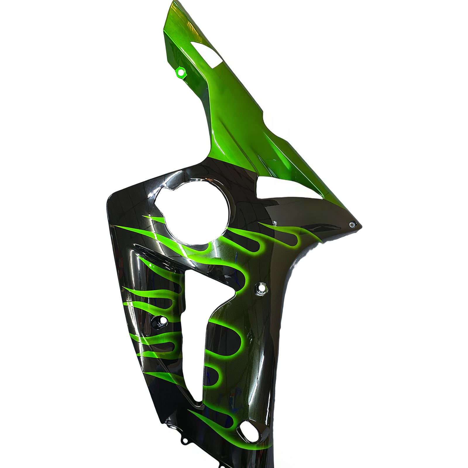 Carénage noir Amotopart pour Kawasaki ZX6R 2003-2004&GKit de flamme verte