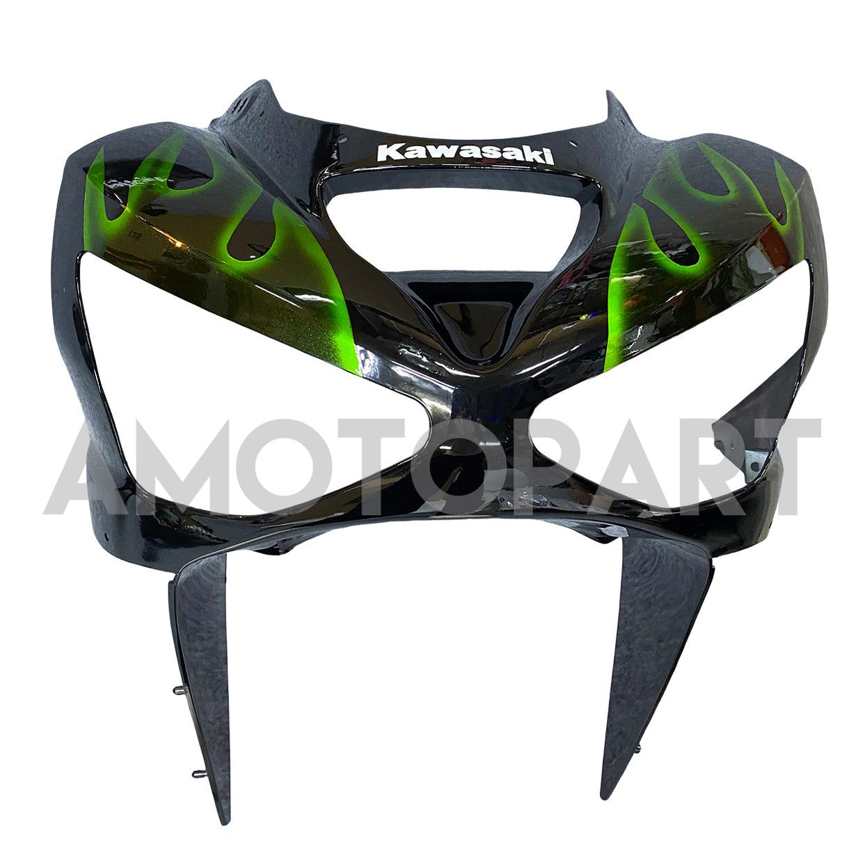 Amotopart 2003-2004 Kawasaki ZX6R kuien Black & Green Flame Kit