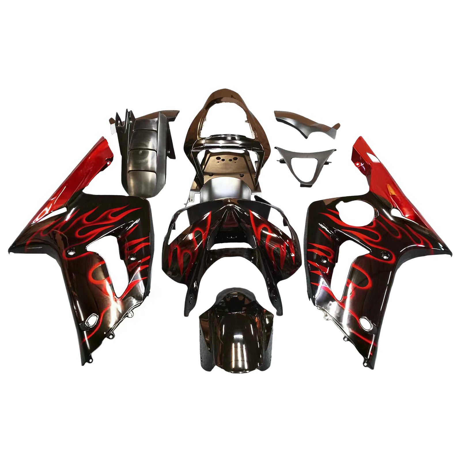 Amotopart 2003-2004 Kawasaki ZX6R kuien zwart met rode vlamkit