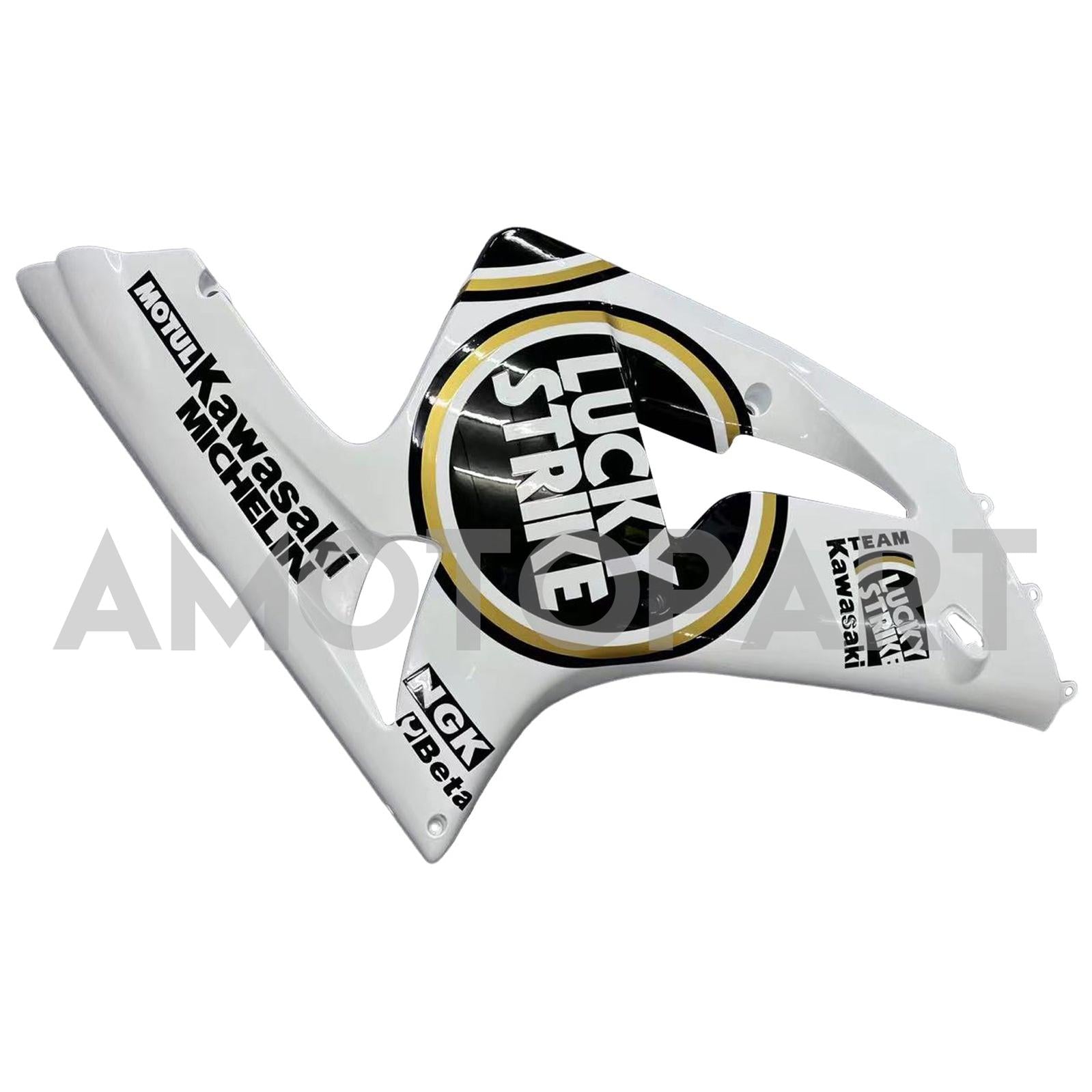 Amotopart 2003-2004 Kawasaki ZX6R Fairing Multi White Kit