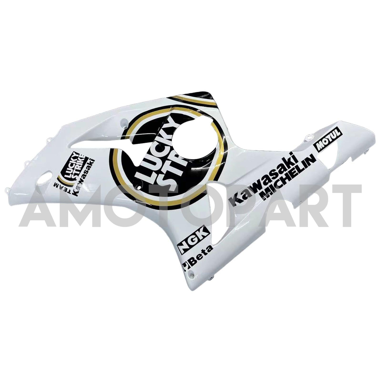 Amotopart 2003-2004 Kawasaki ZX6R Fairing Multi White Kit
