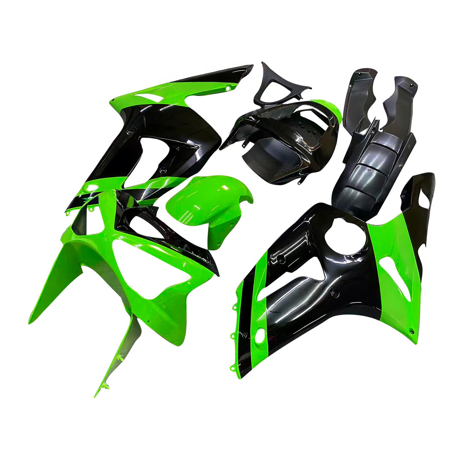 Kit carenatura verde e nero Amotopart 2003-2004 Kawasaki ZX6R