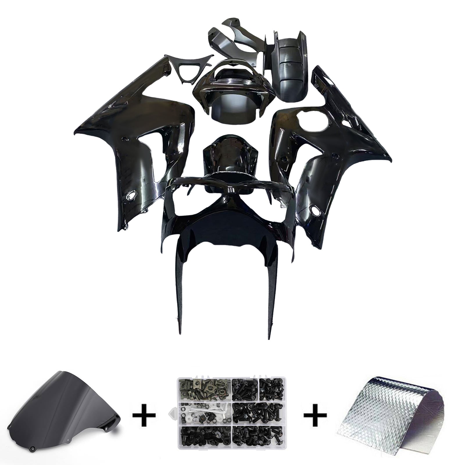 Amotopart 2003-2004 Kawasaki ZX6R 636 Black White Reading Kit